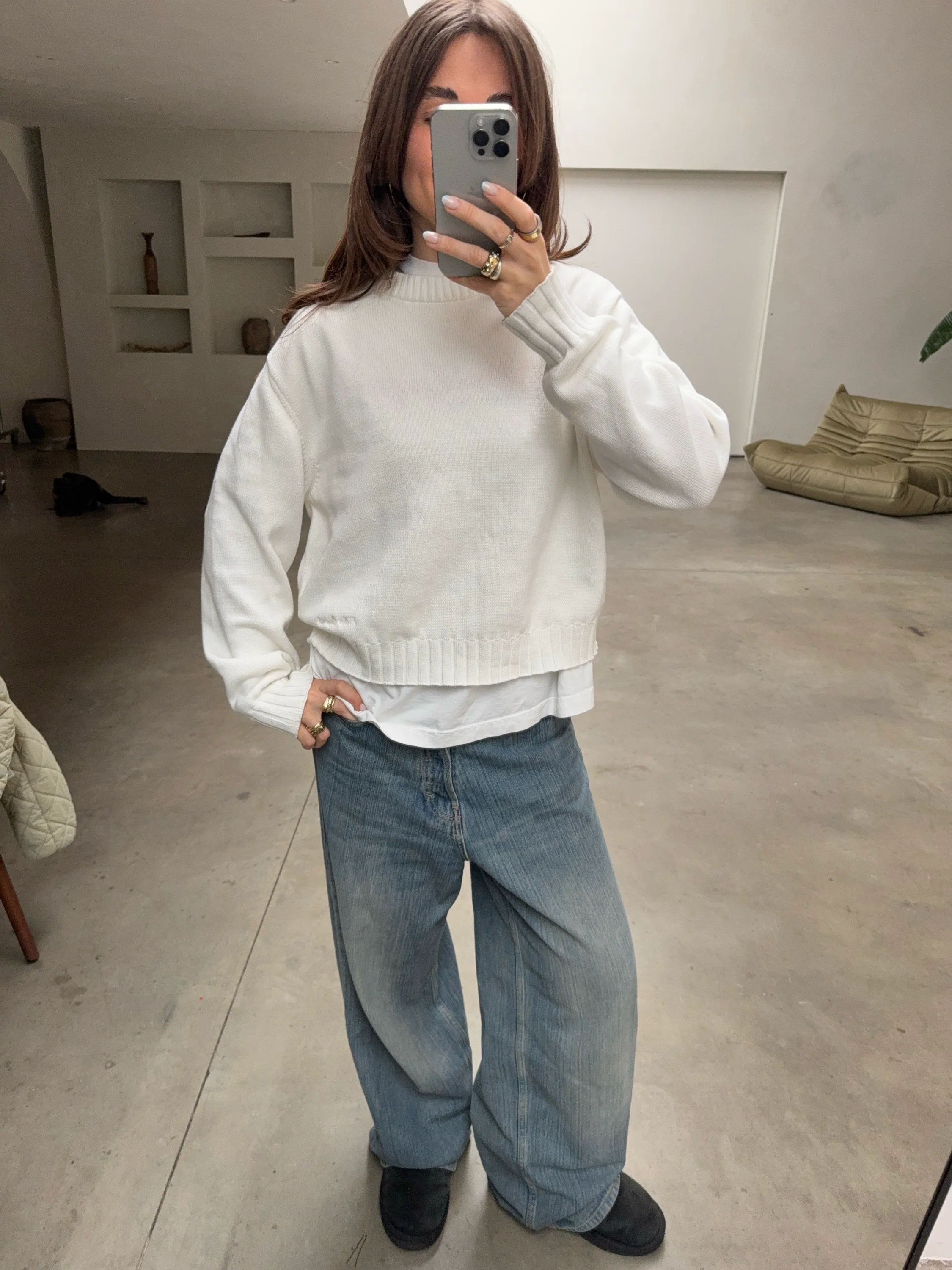 all day light knit sweater oat milk - Image 10