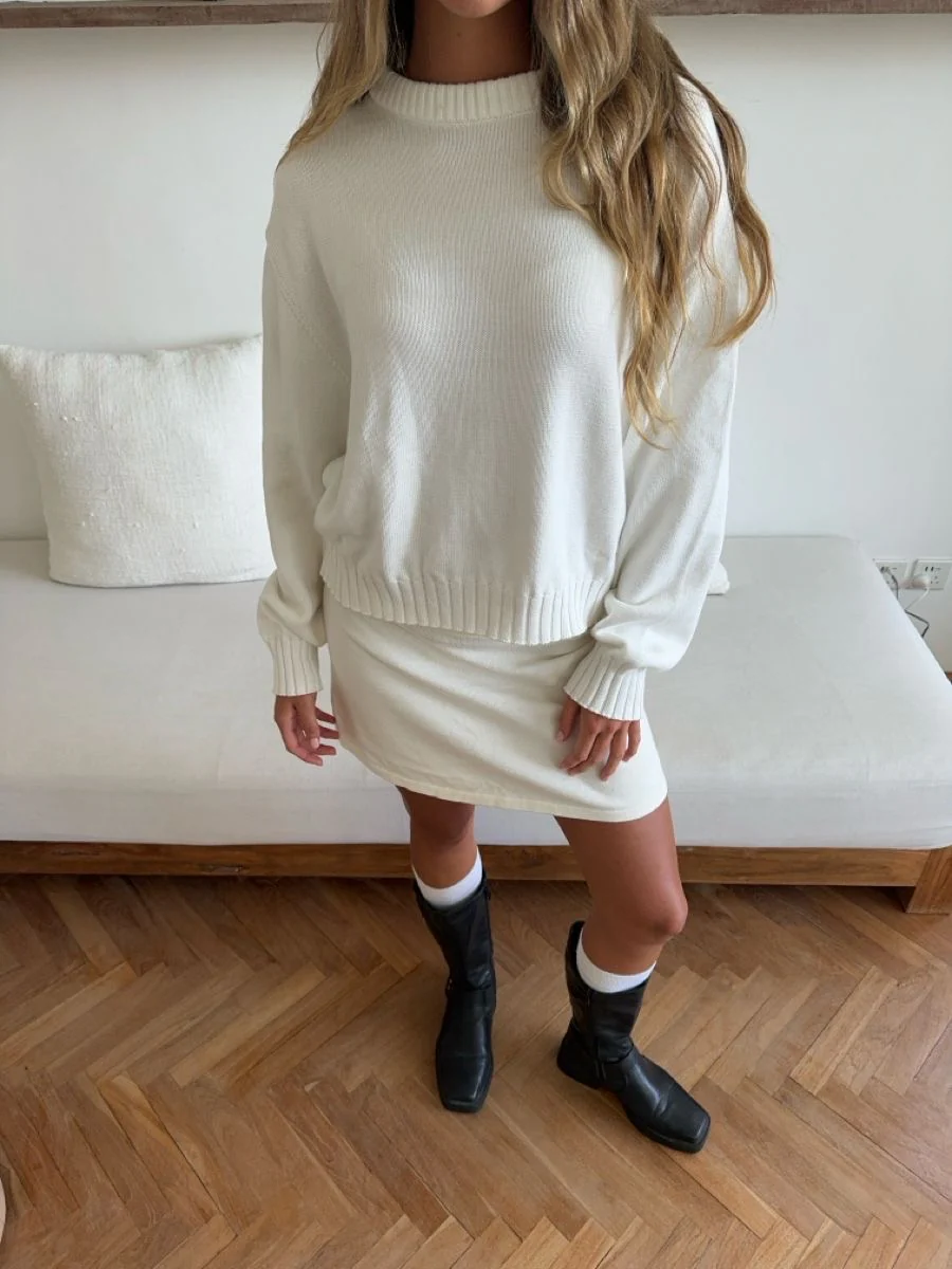 all day light knit sweater oat milk - Image 11