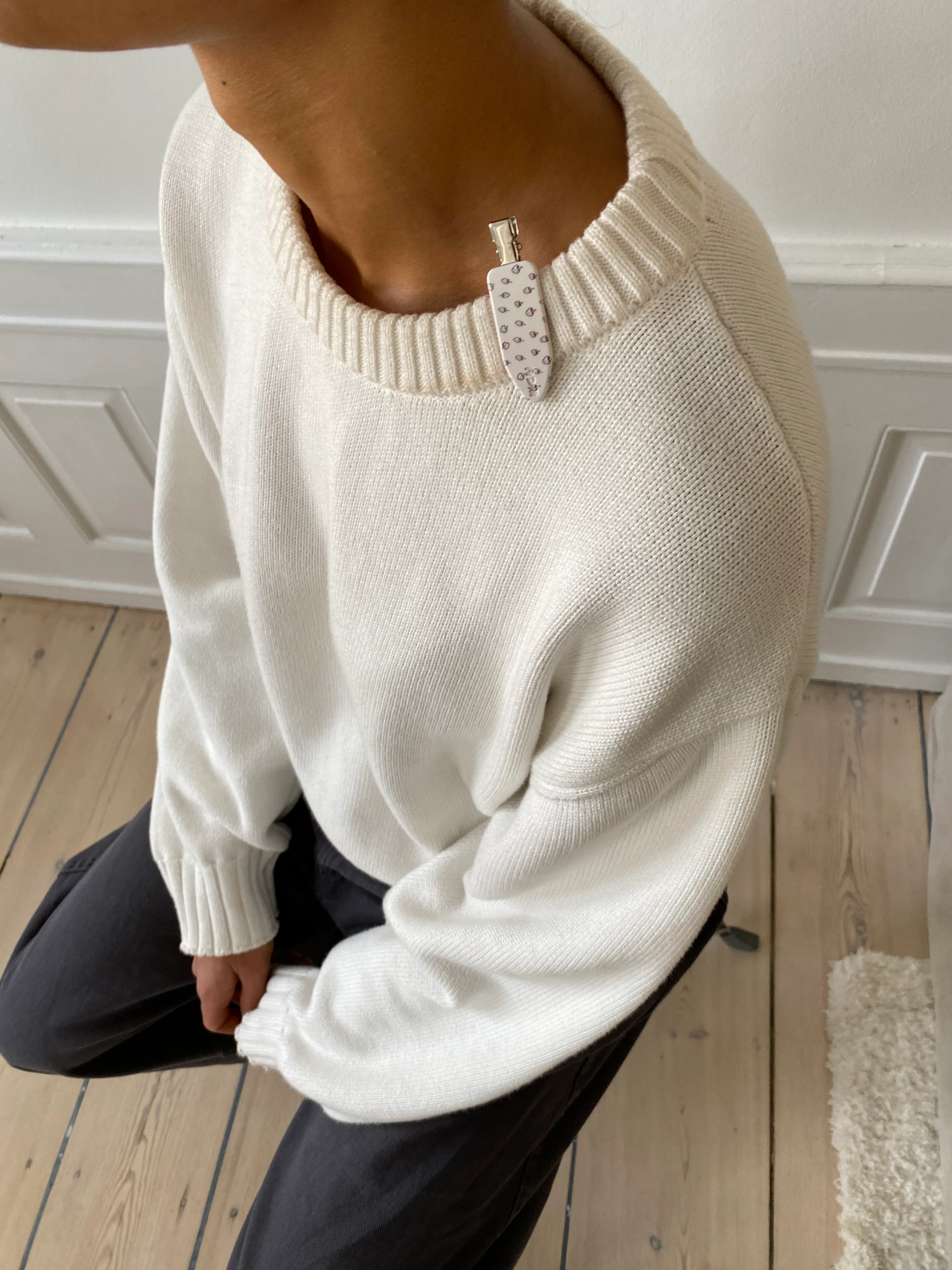 all day light knit sweater oat milk - Image 13