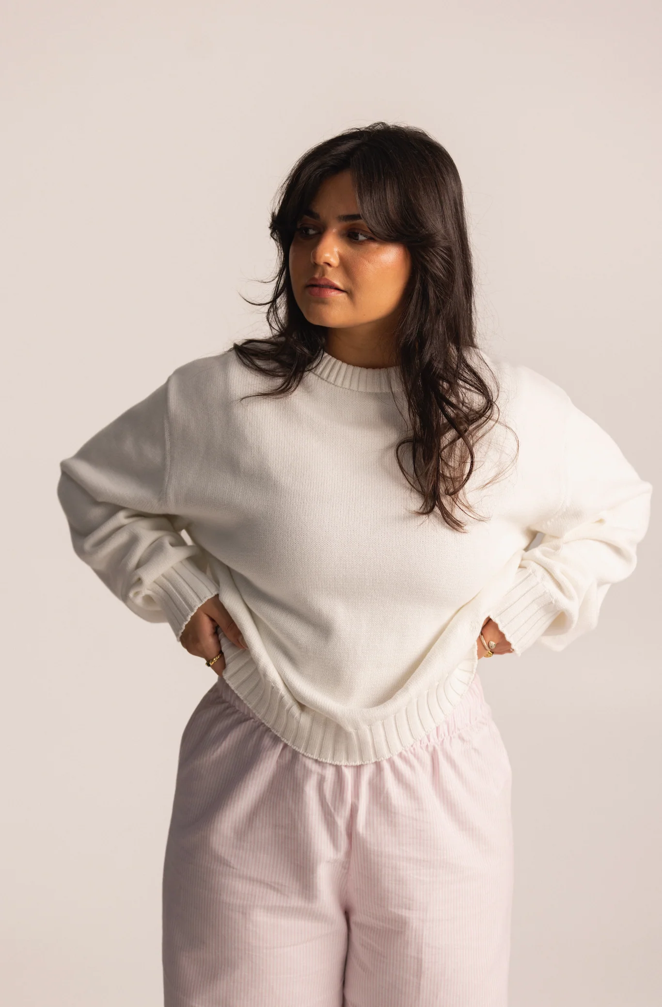 all day light knit sweater oat milk - Image 16