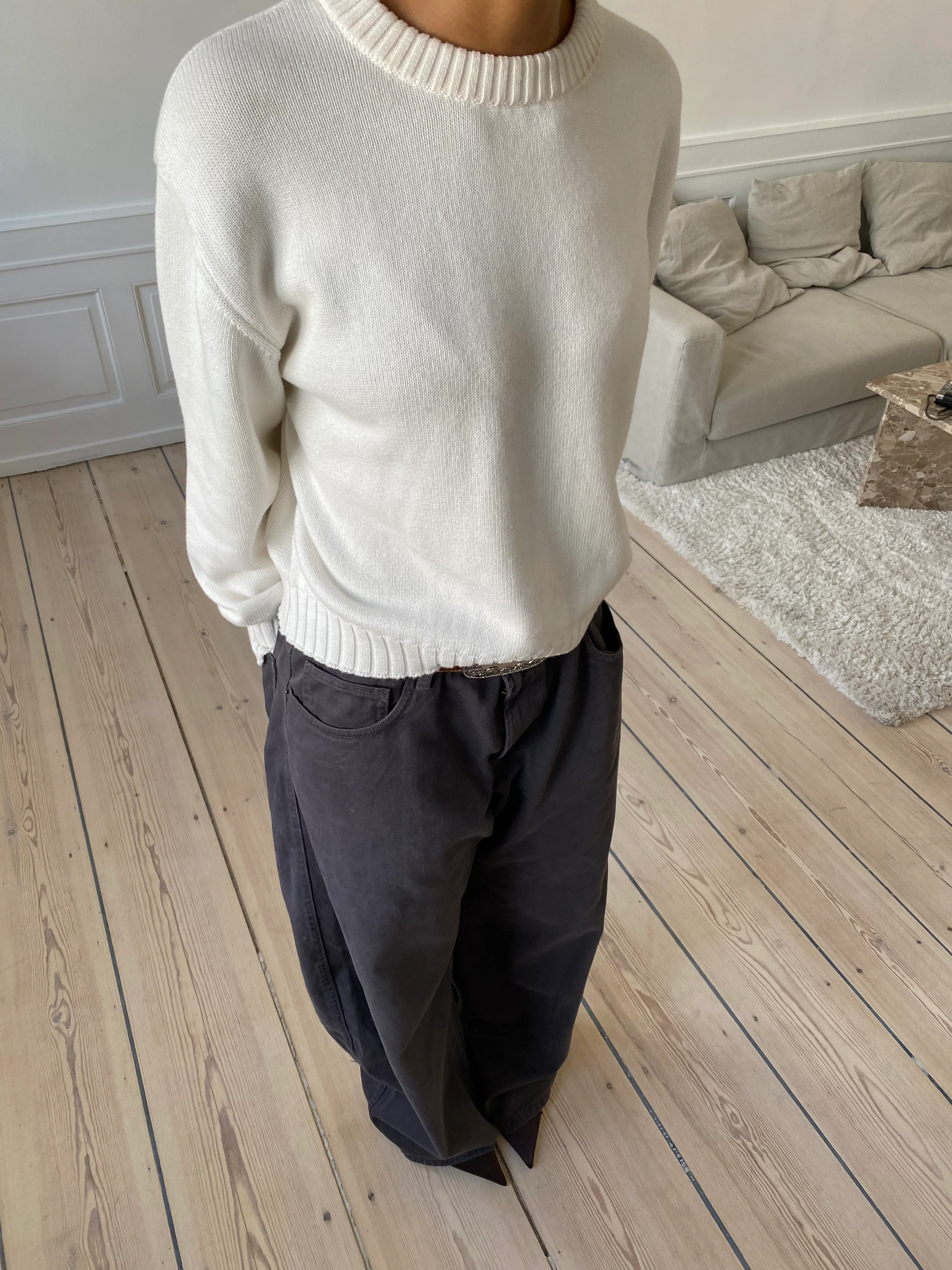 all day light knit sweater oat milk - Image 17