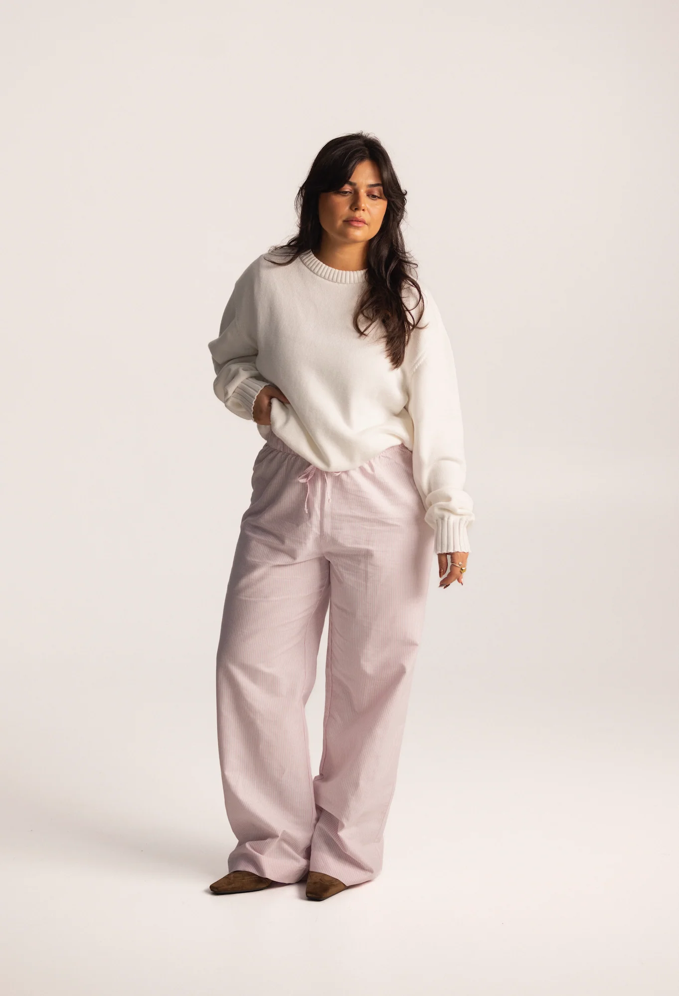all day light knit sweater oat milk - Image 18