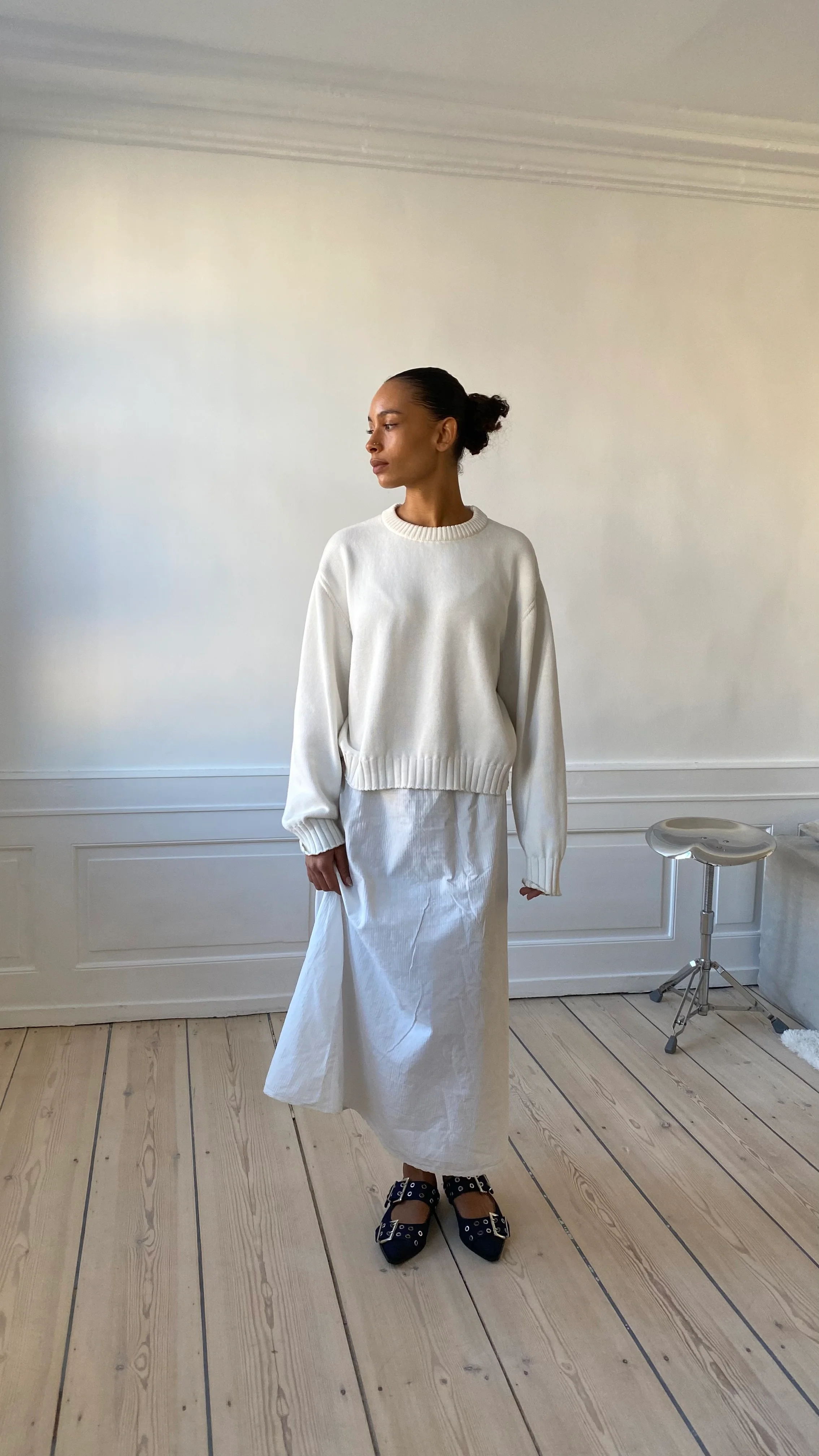 all day light knit sweater oat milk - Image 21