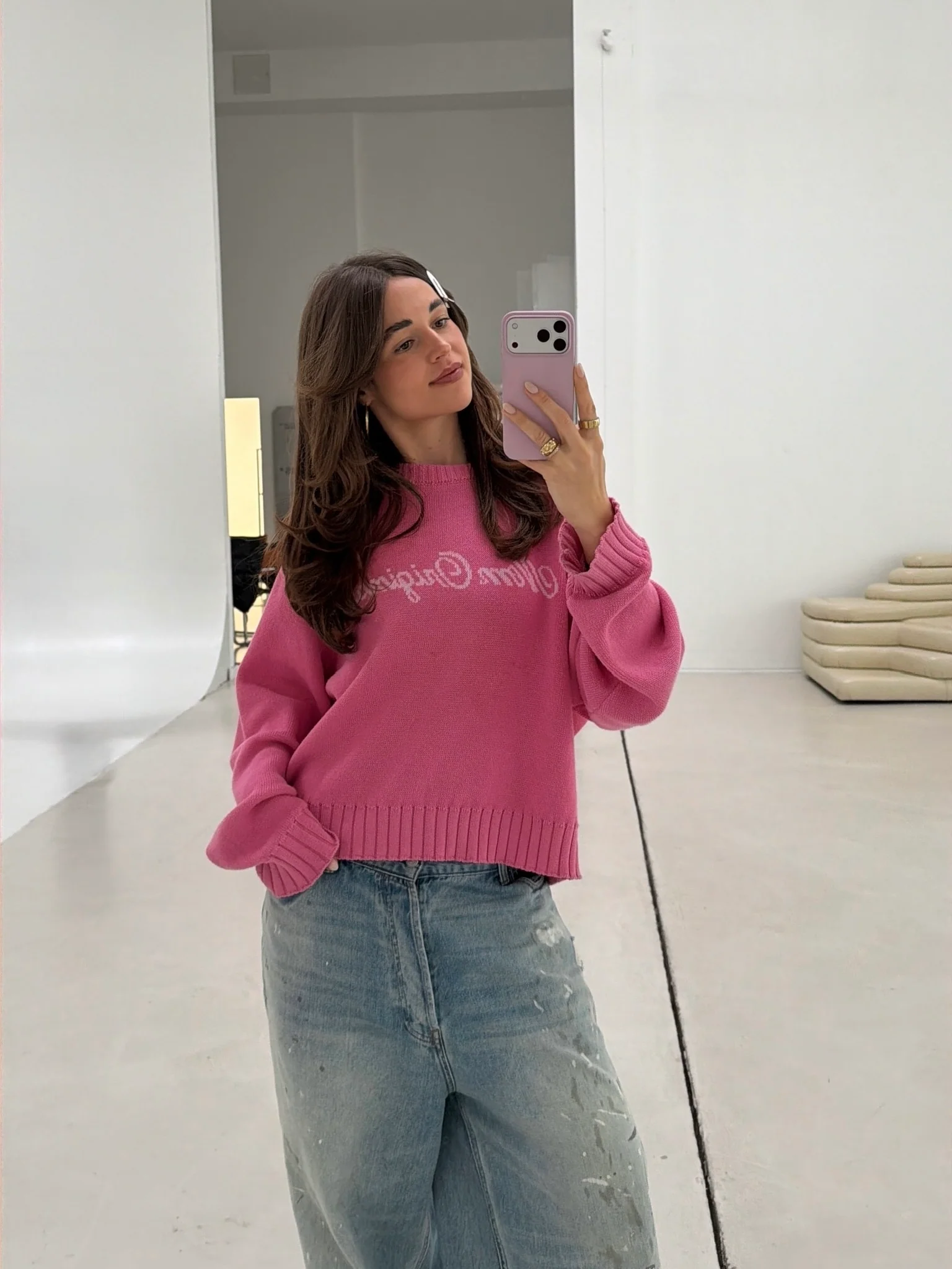 all day light knit sweater logo magenta - Image 11