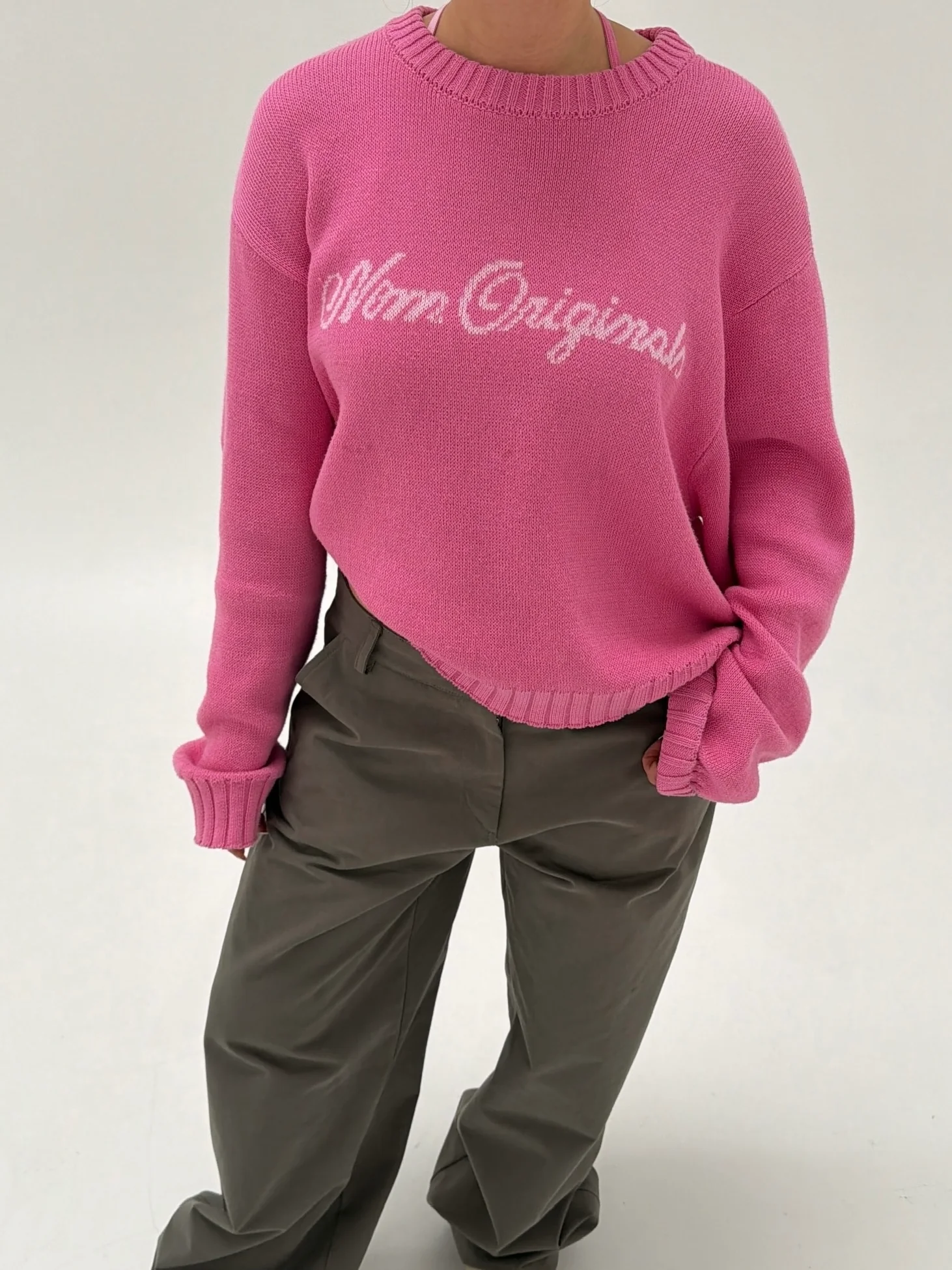 all day light knit sweater logo magenta - Image 4