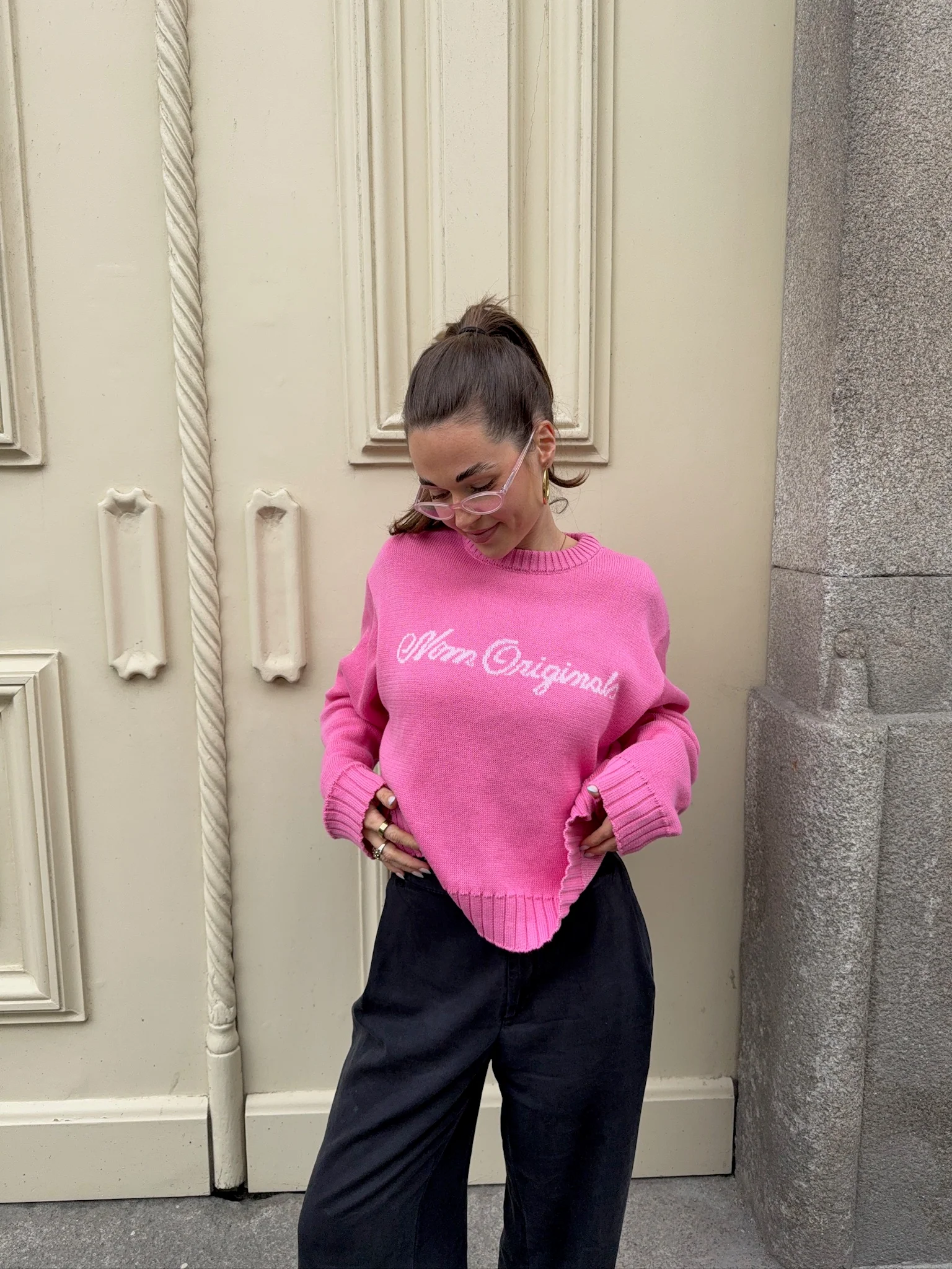 all day light knit sweater logo magenta - Image 9