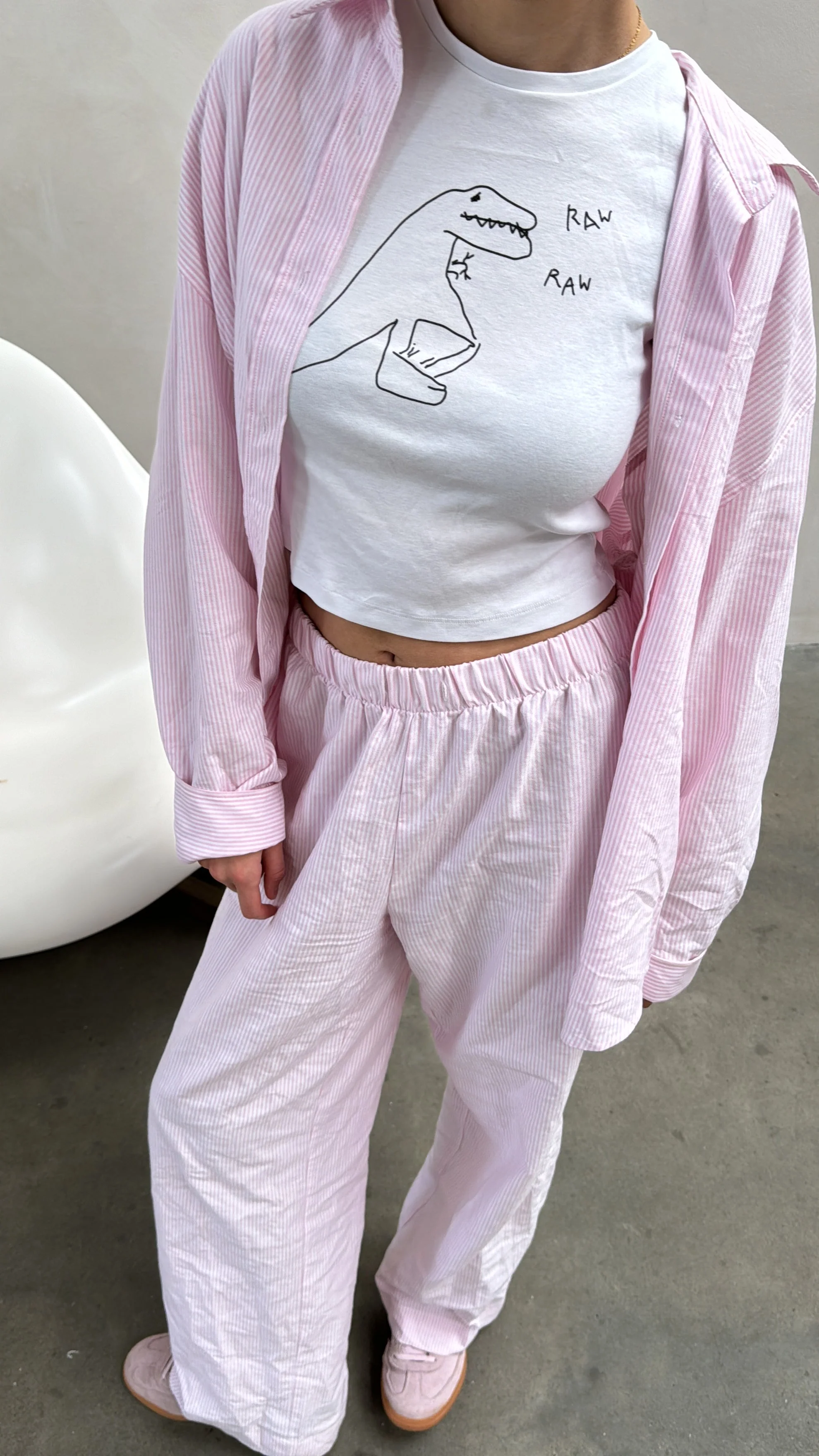 all day striped set pink