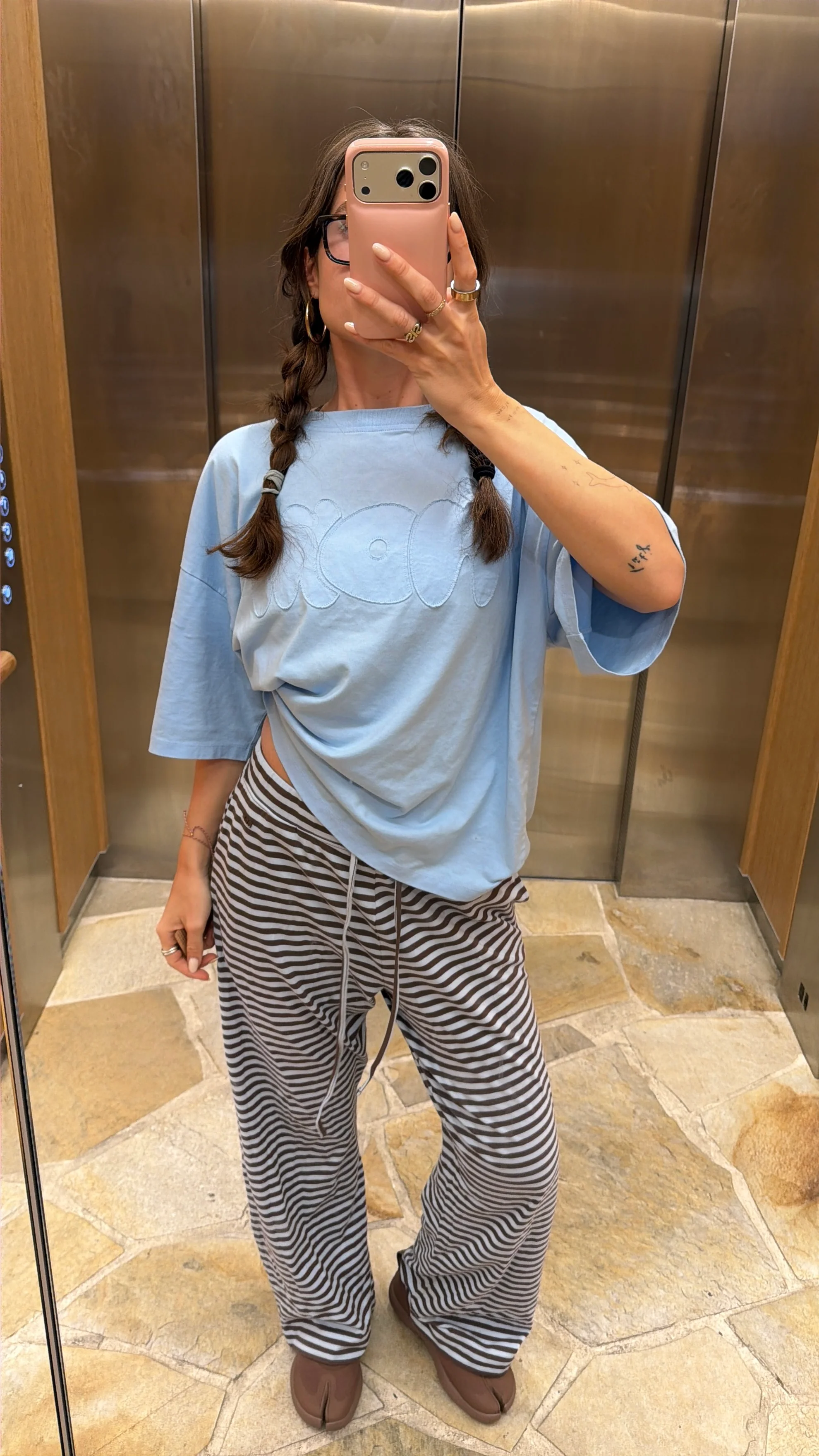 all day sweat pants babyblue brown - Image 3