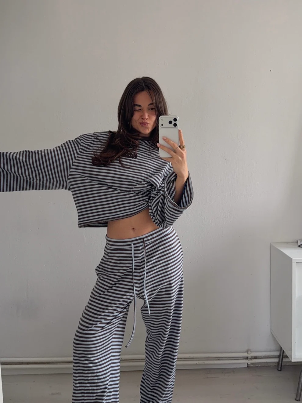 all day sweat pants babyblue brown - Image 6