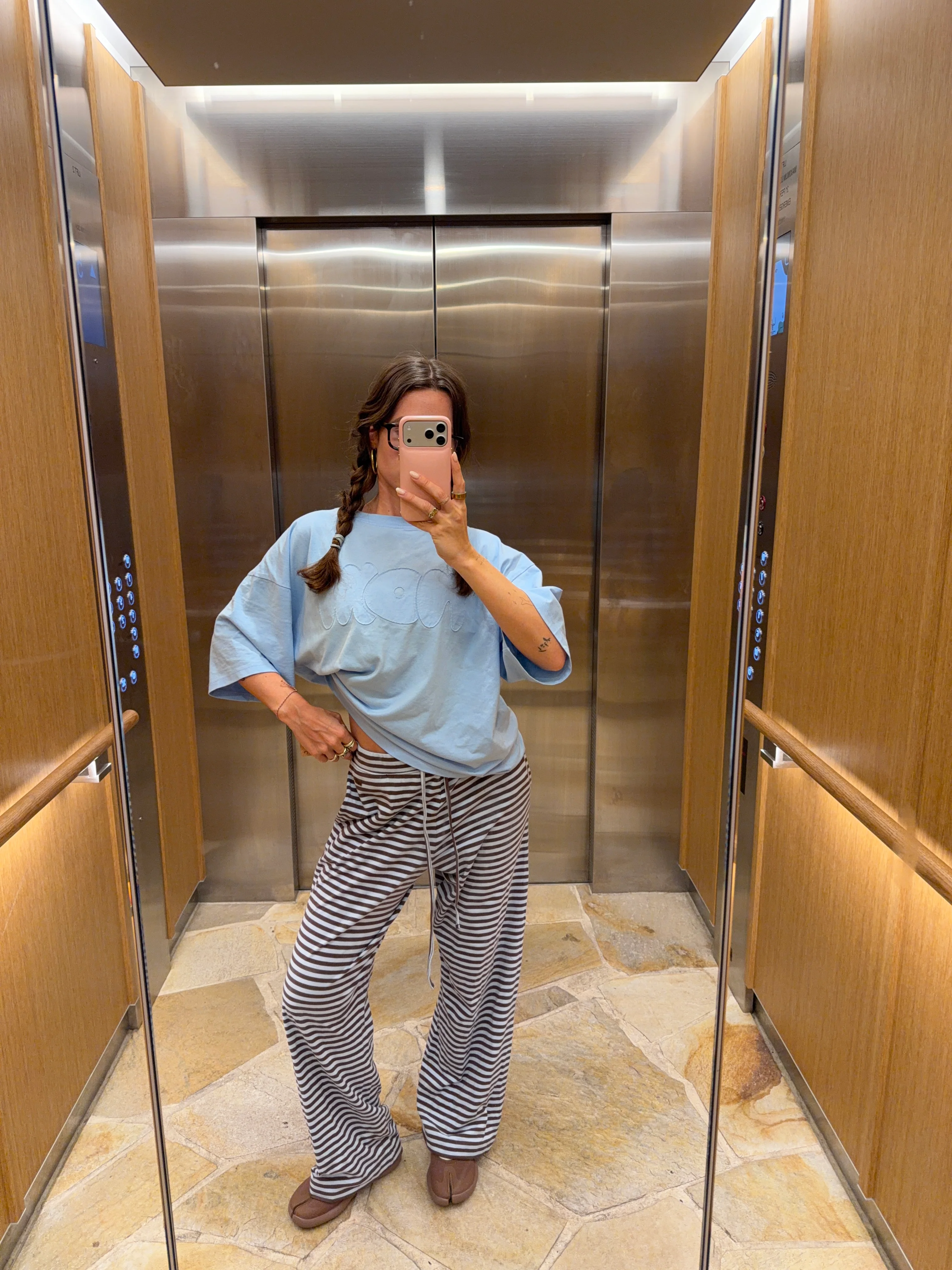 all day sweat pants babyblue brown - Image 7