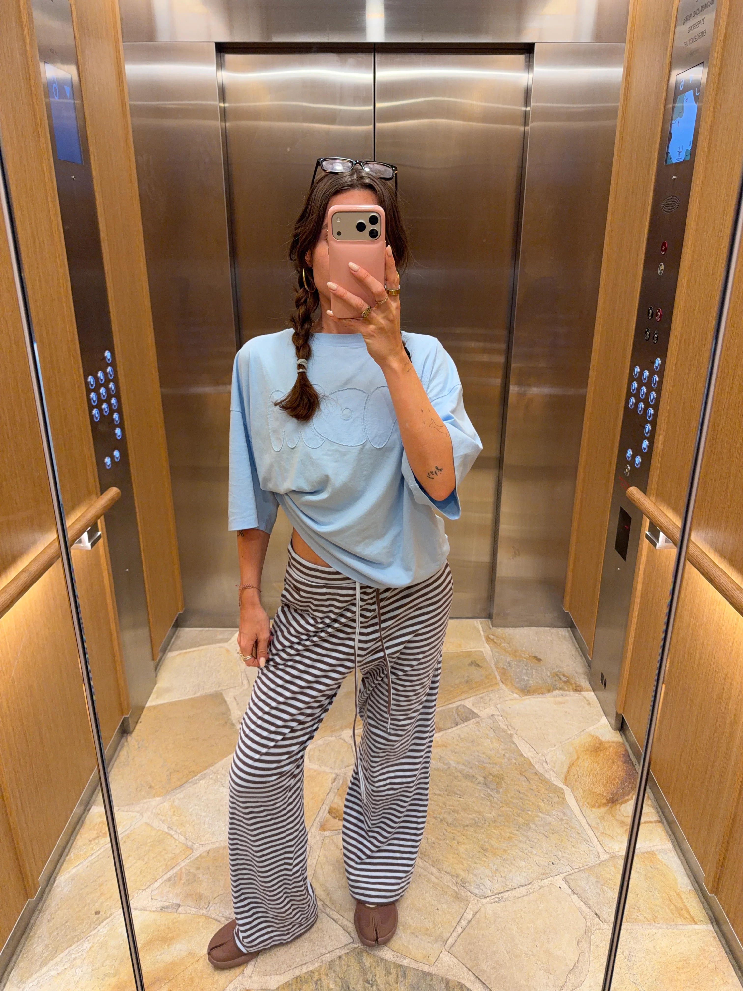 all day sweat pants babyblue brown - Image 9