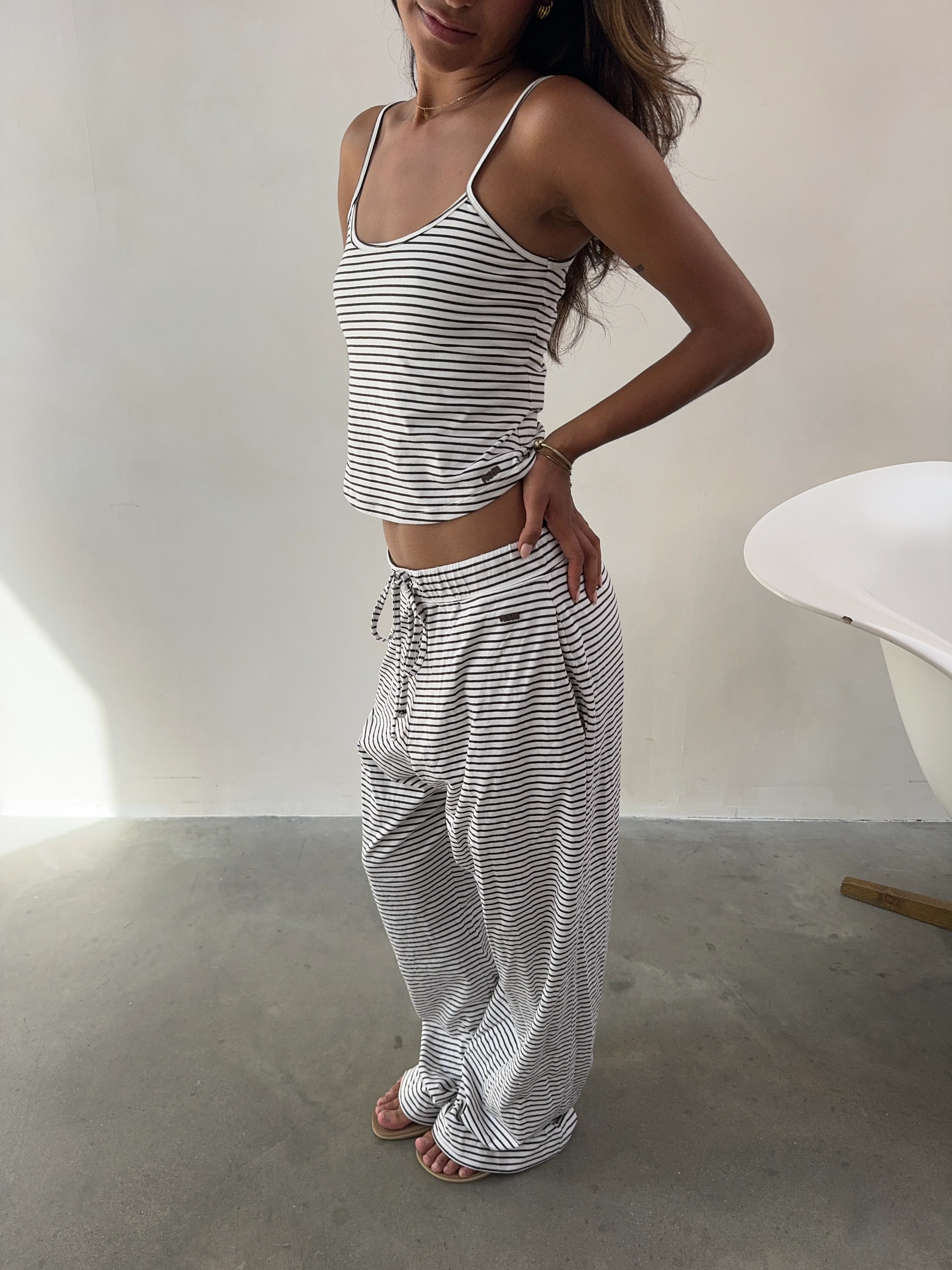 all day sweat pants chocolate cream stripes - Image 6