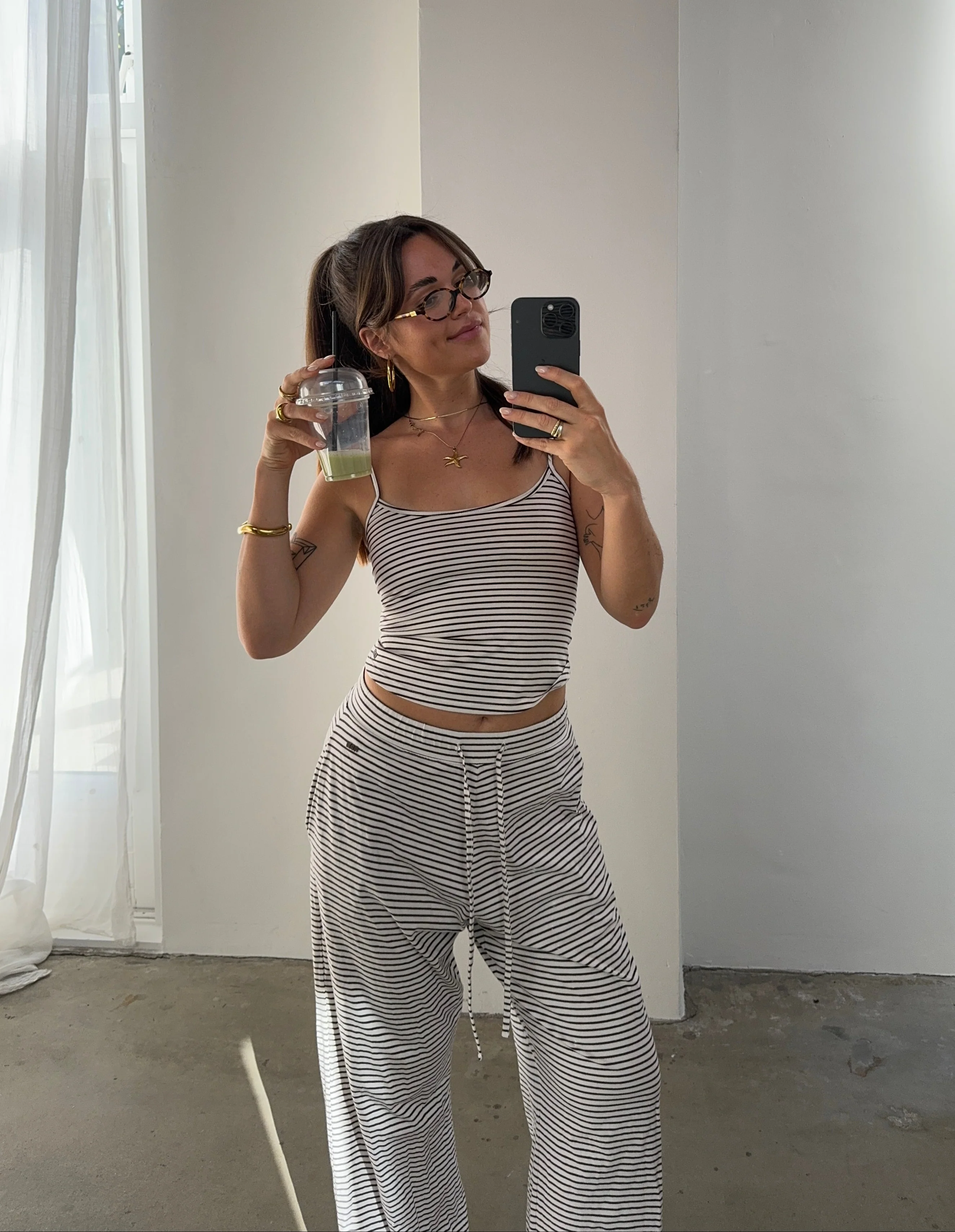 all day sweat pants chocolate cream stripes - Image 9