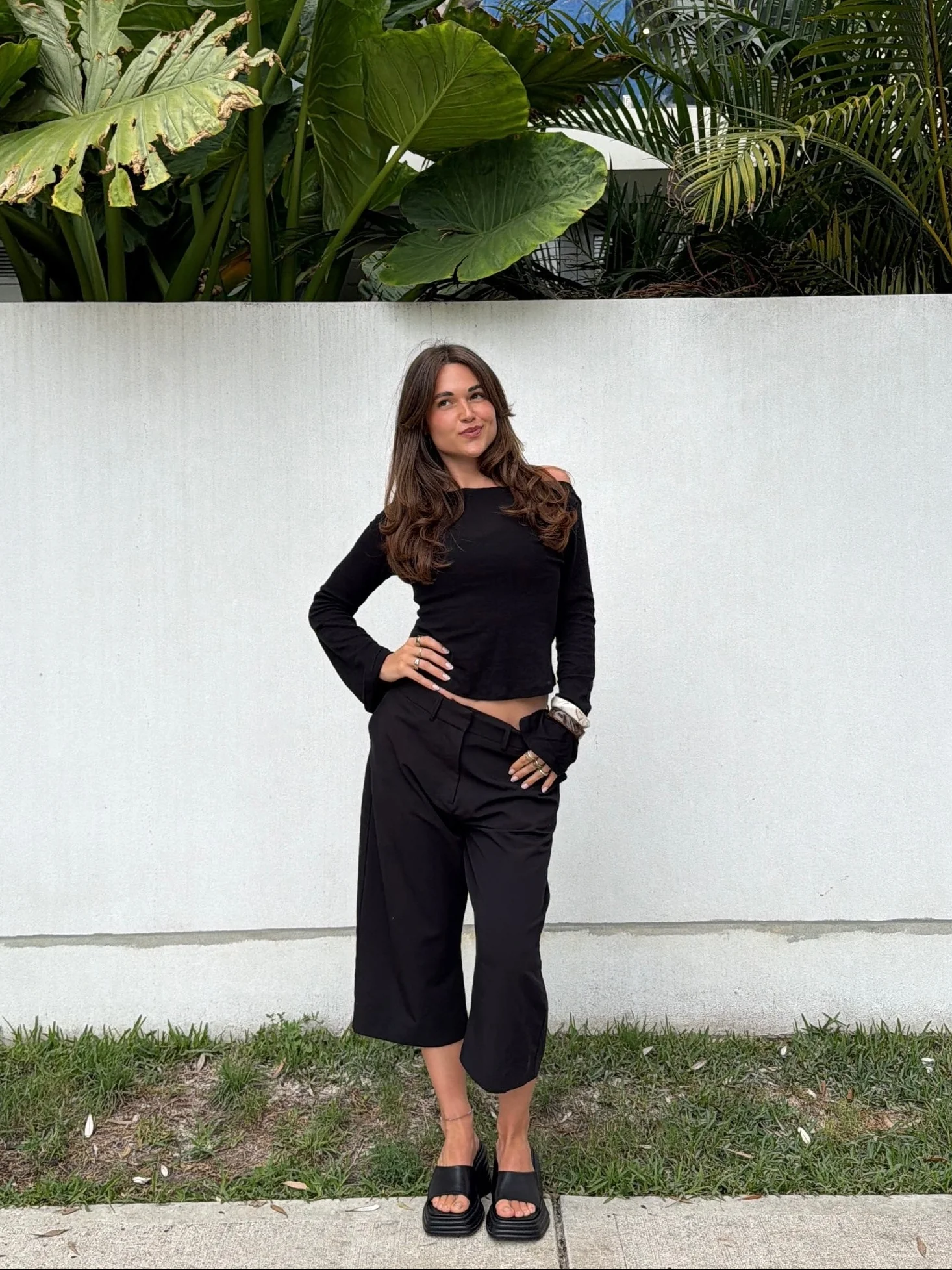 capri suit pants black