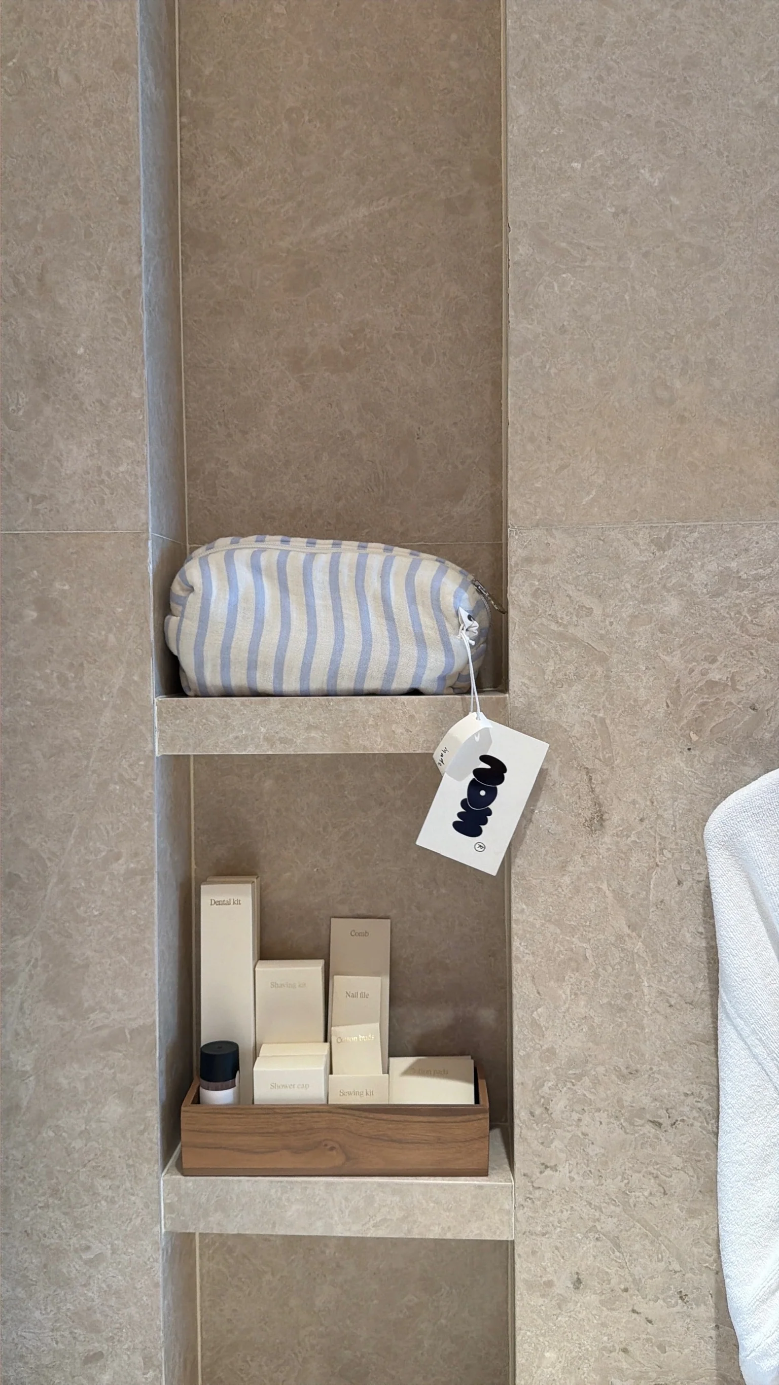 cosmetic bag cream blue stripes - Image 6