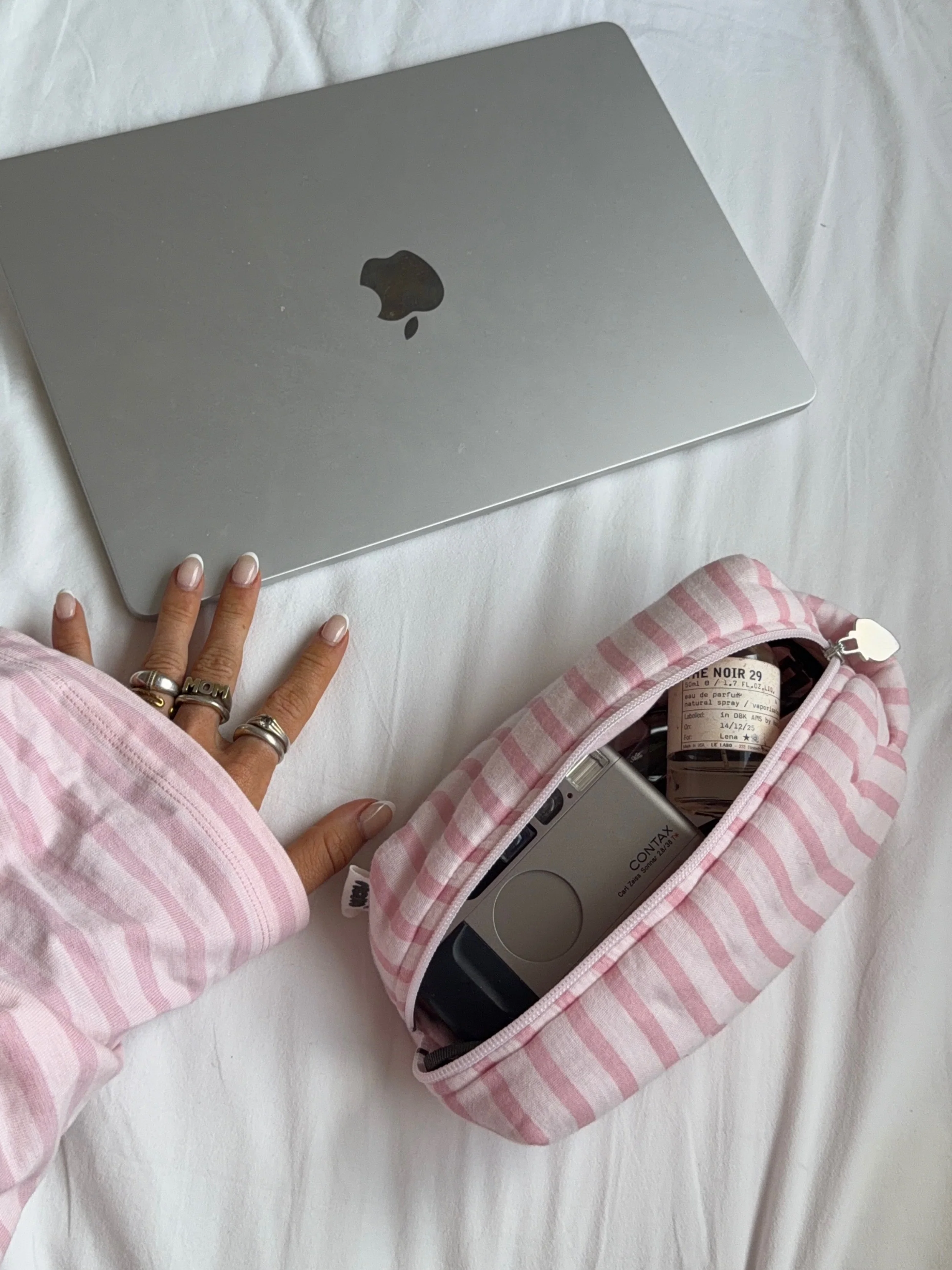 cosmetic bag pink stripes - Image 10