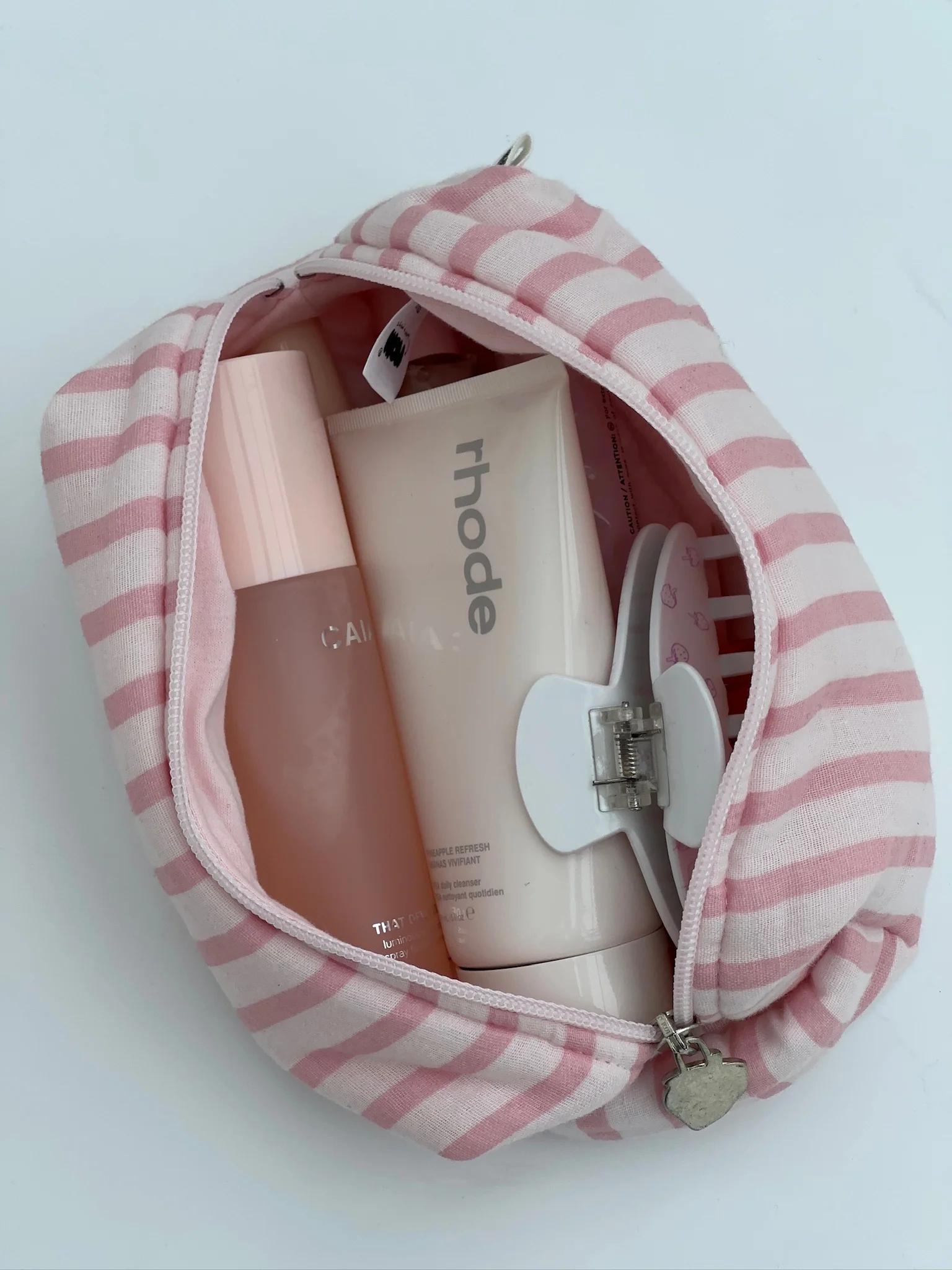 cosmetic bag pink stripes - Image 3