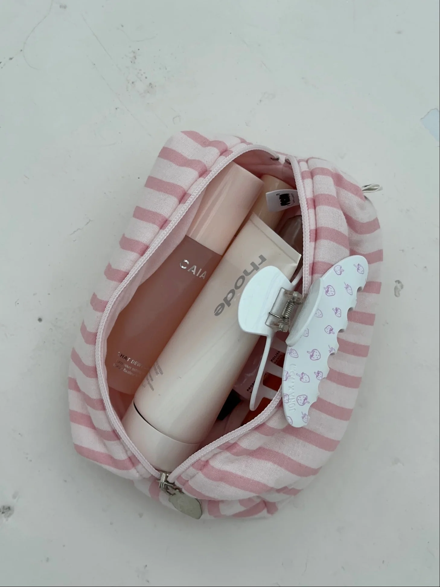 cosmetic bag pink stripes - Image 7