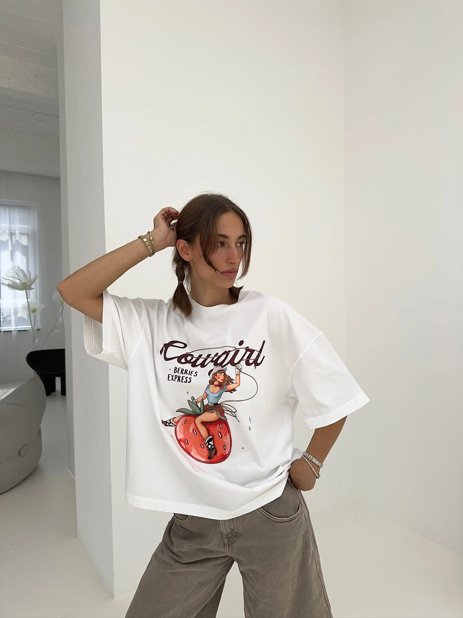 cowgirl boxy tee white - Image 2