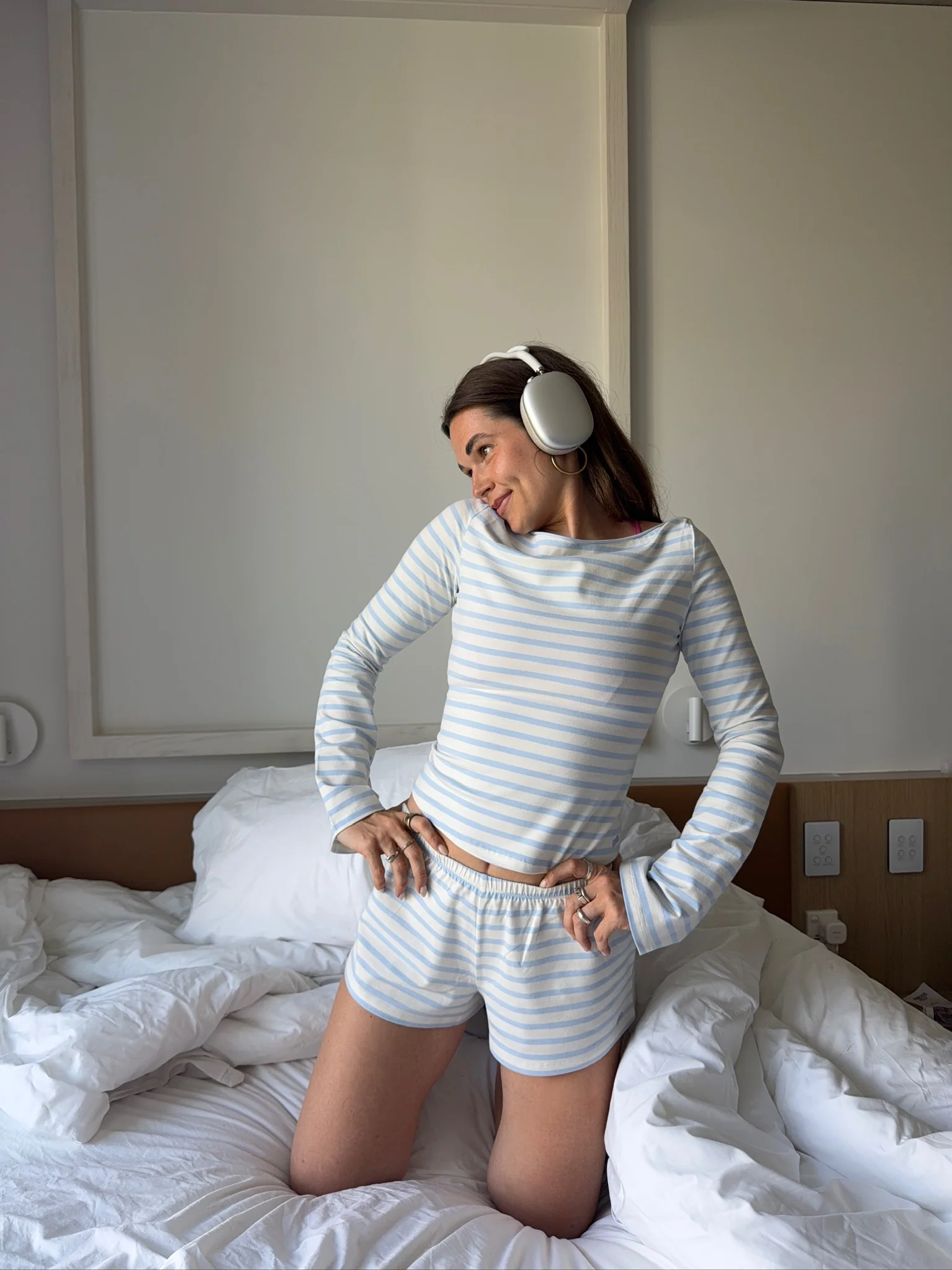 cream blue stripes set - Image 8