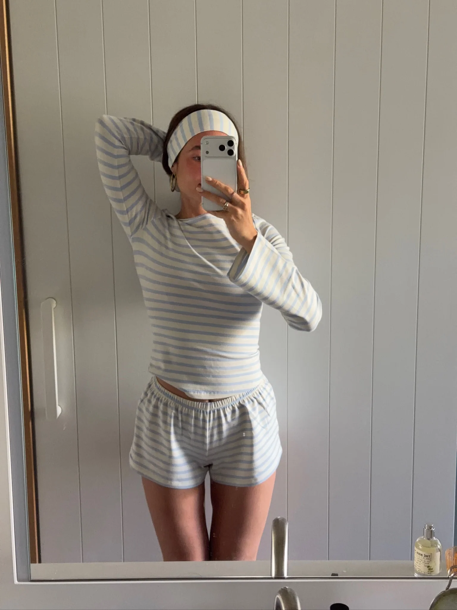 cream blue stripes set - Image 9