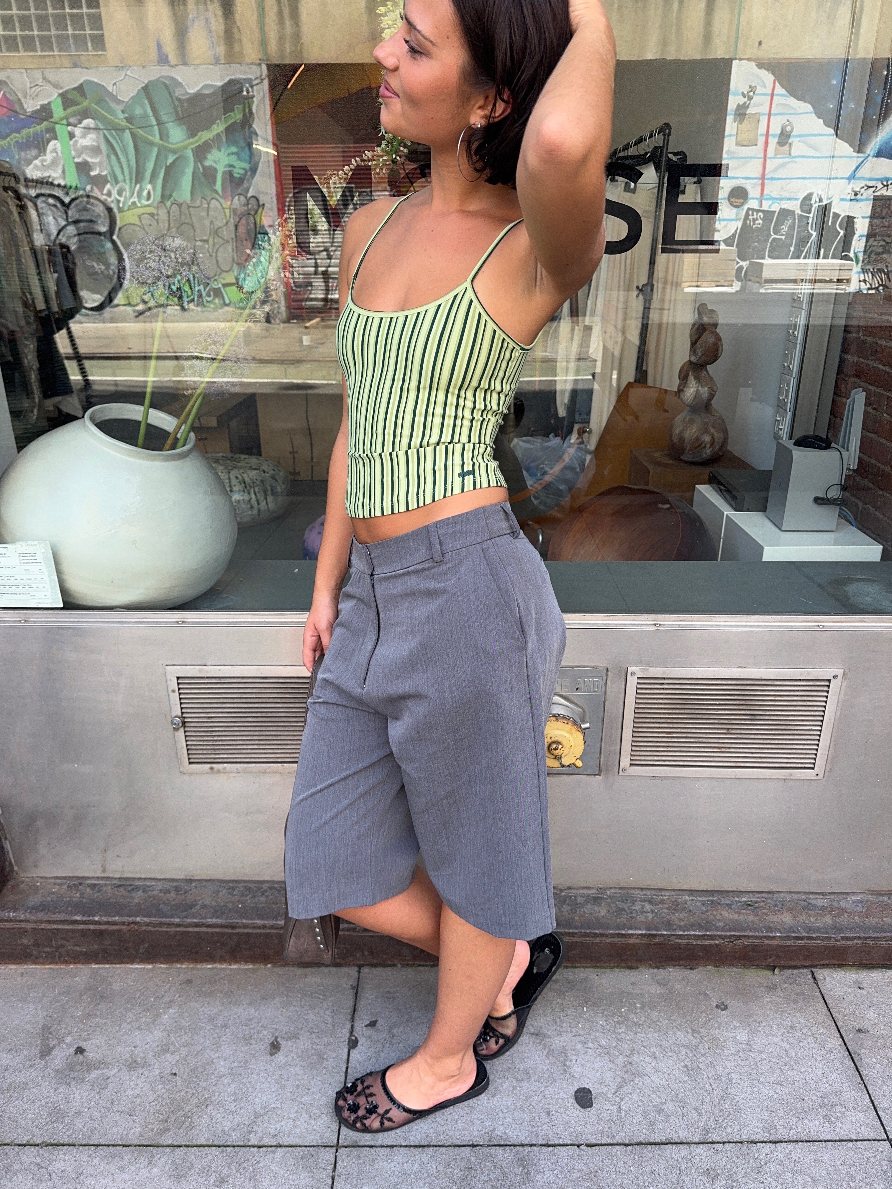 cropped suit pants grey