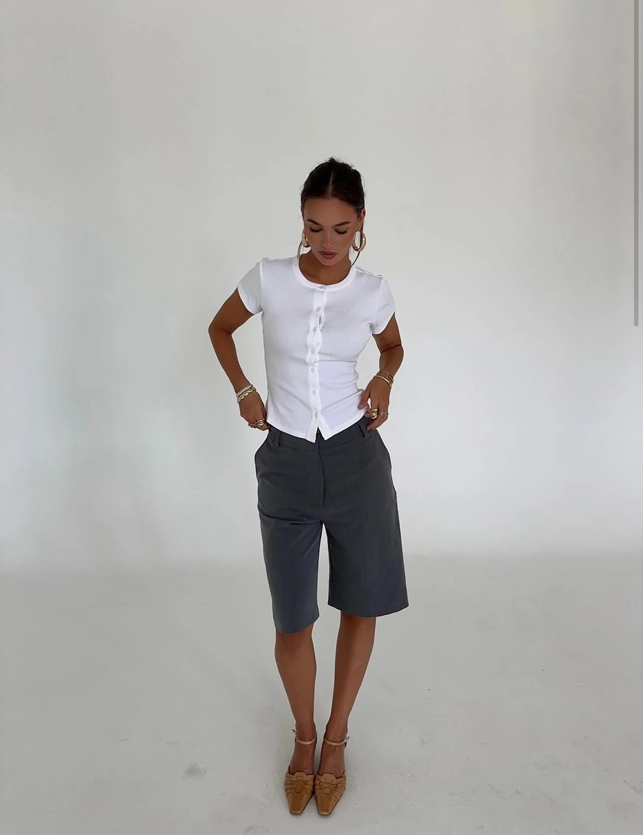 cropped suit pants grey - Image 2
