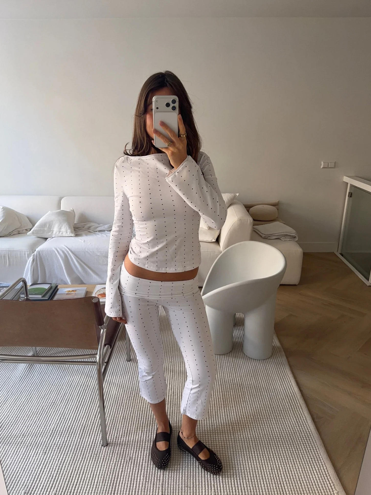 flared capri soft pants tiny dots - Image 5