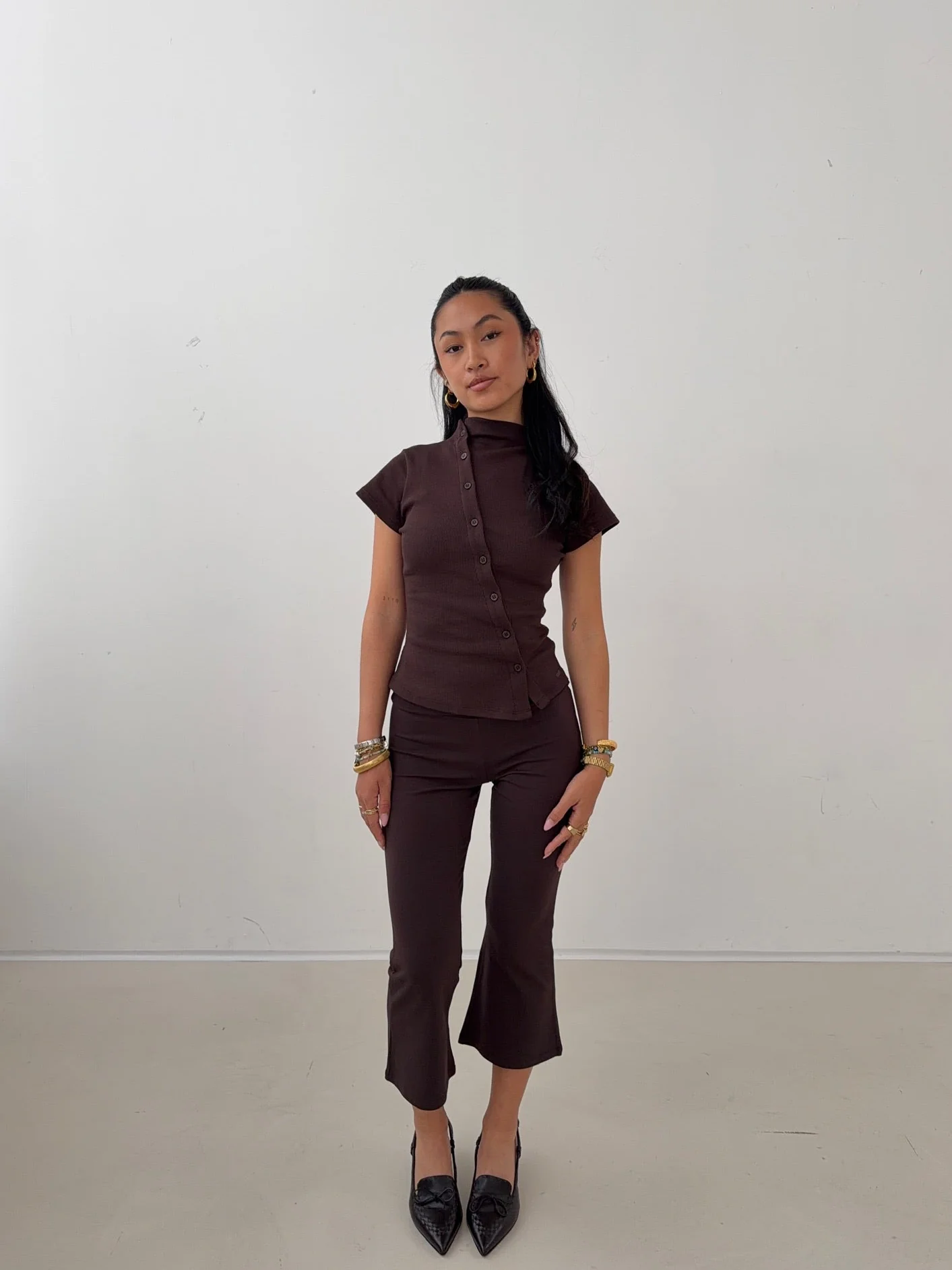 flared capri soft pants cocoa - Image 10