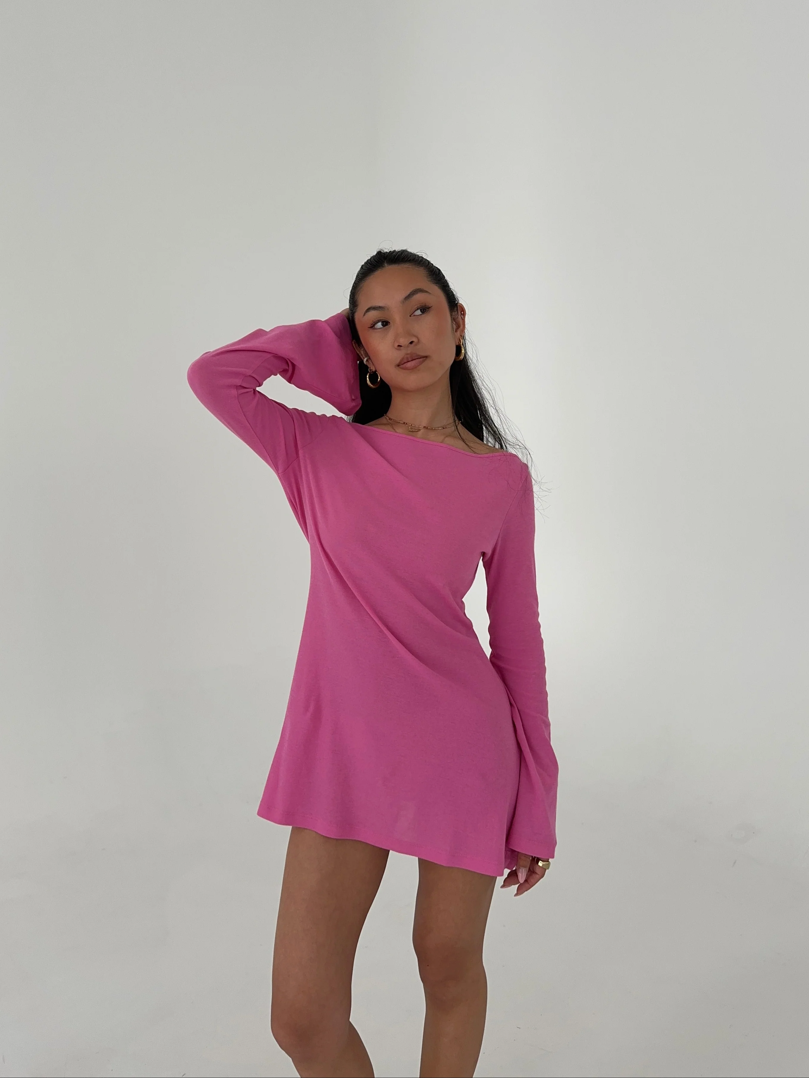 flared casual dress magenta - Image 12