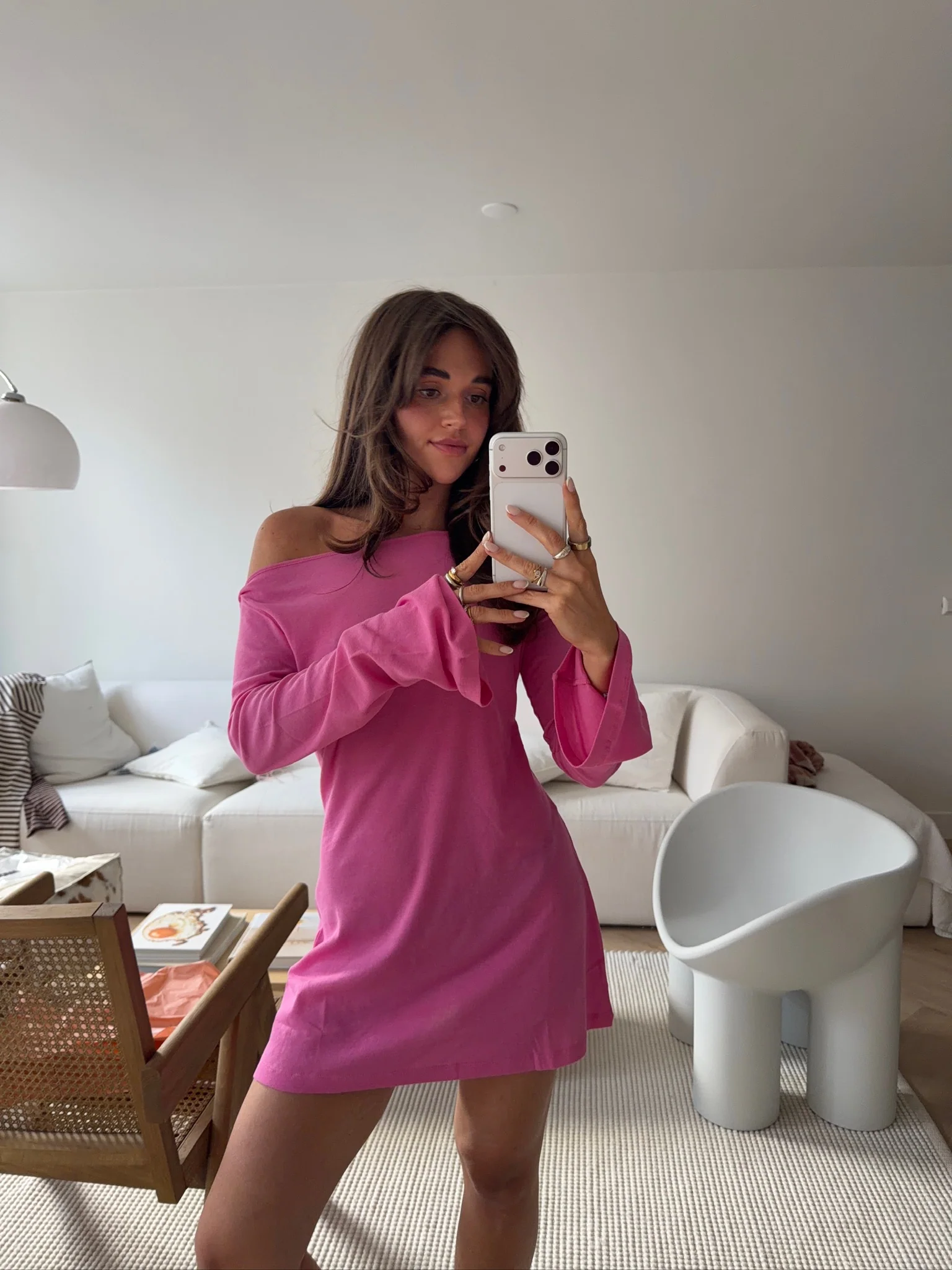 flared casual dress magenta - Image 3