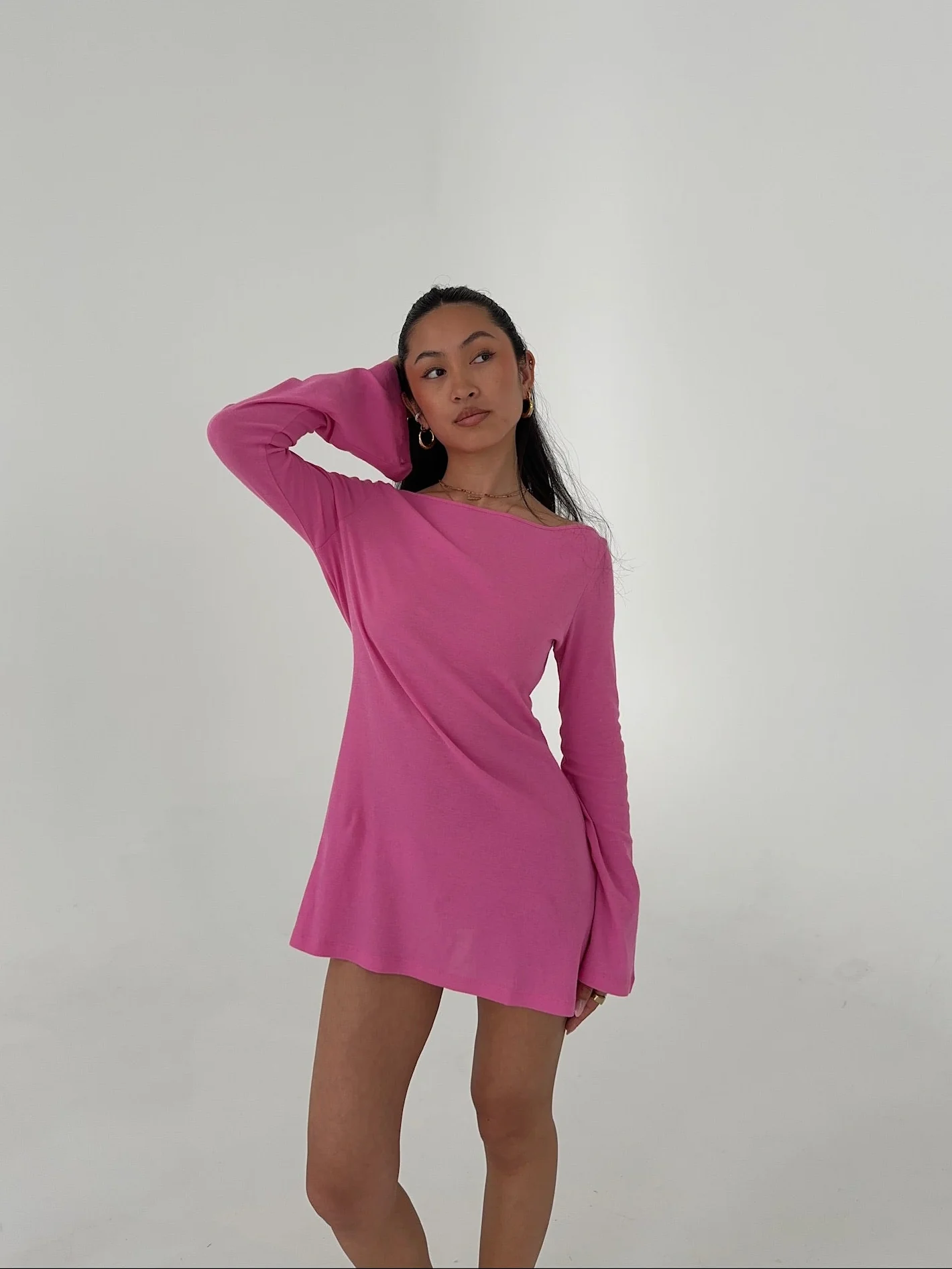 flared casual dress magenta - Image 8