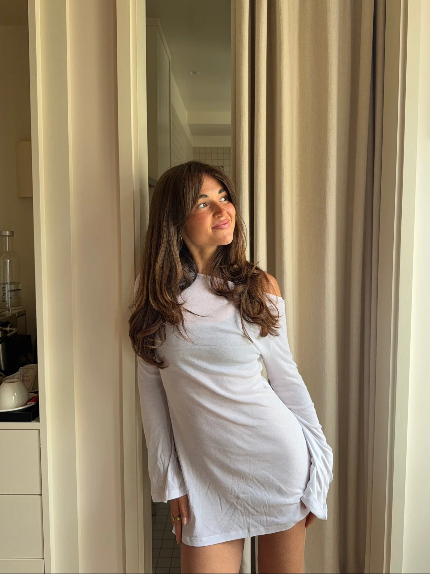 flared casual dress white - Image 3