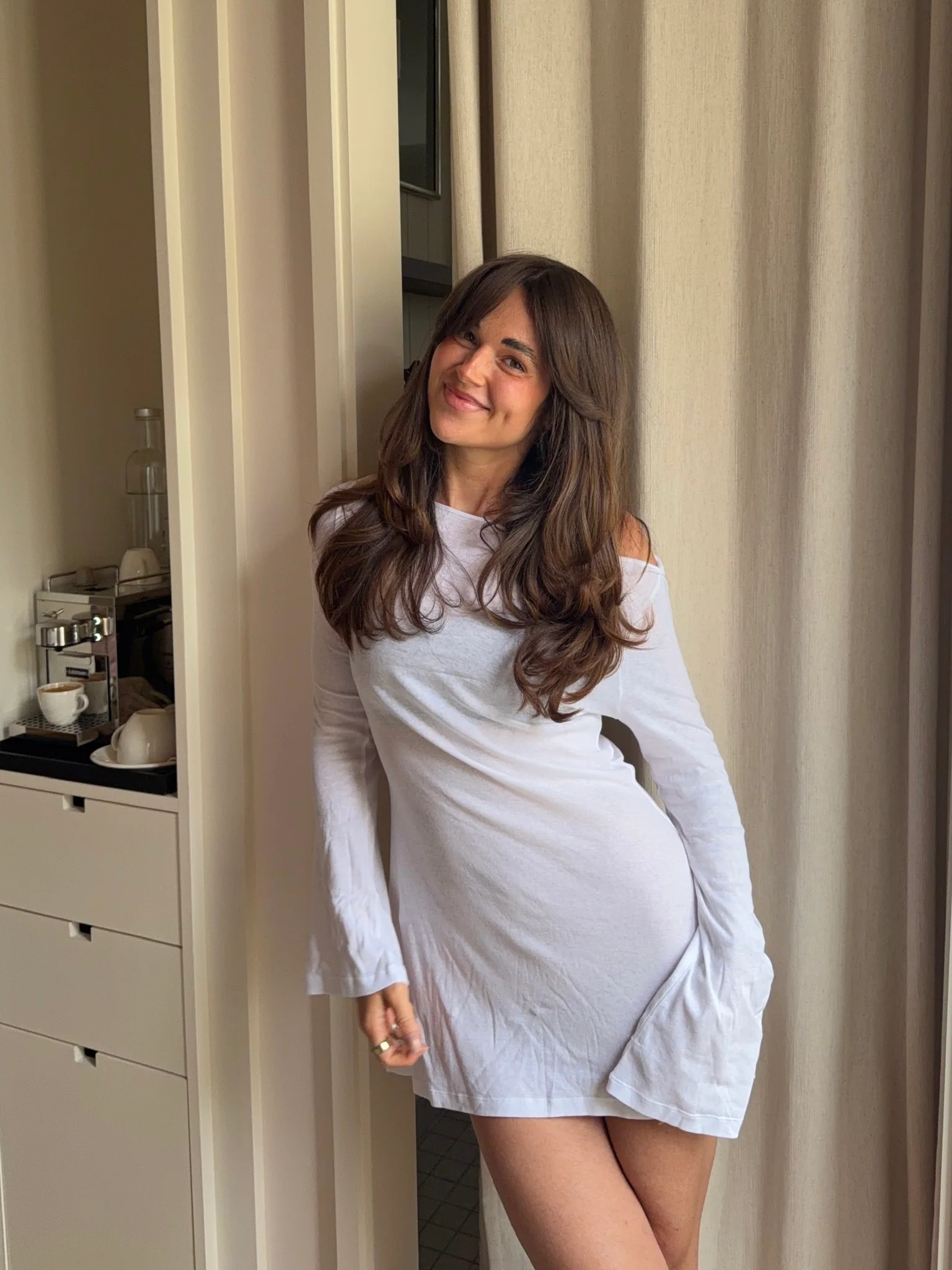 flared casual dress white - Image 8