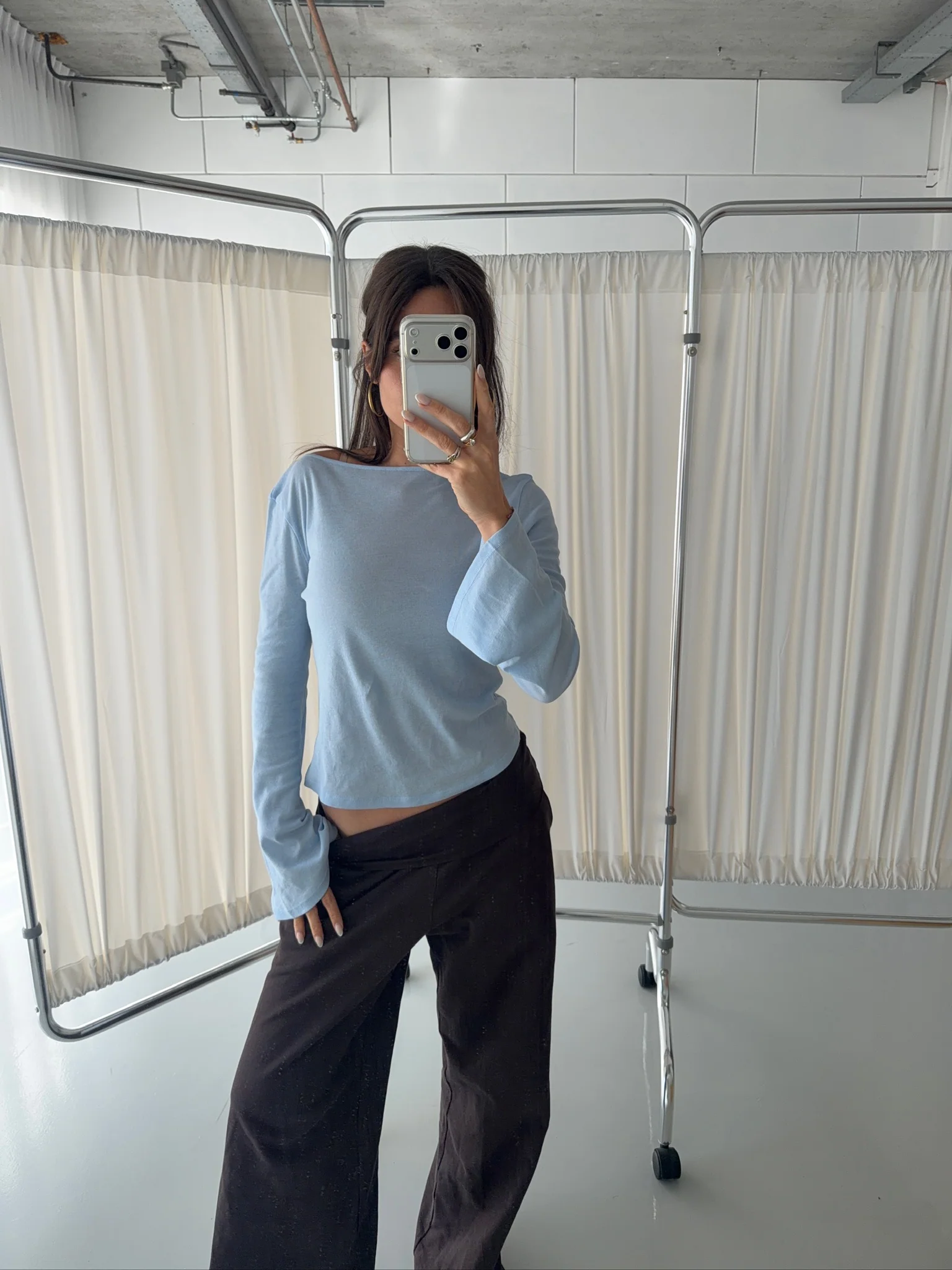 backless flared longsleeve ice blue - Image 8