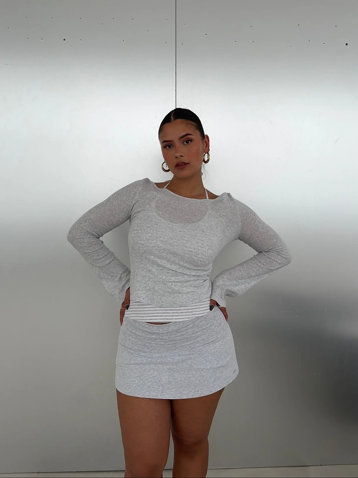 flared longsleeve soft skirt set - Image 4