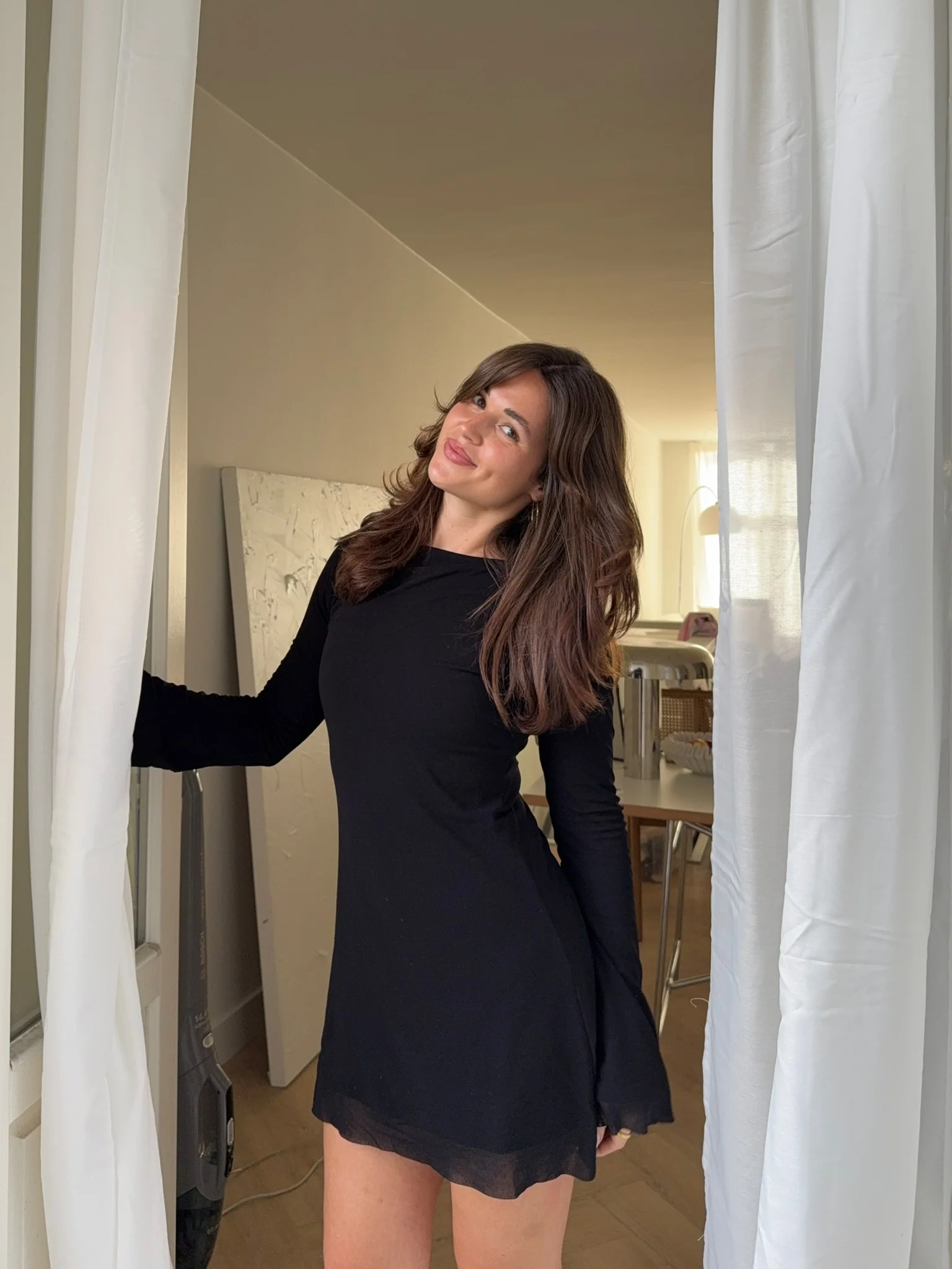 flared mini dress black - Image 2