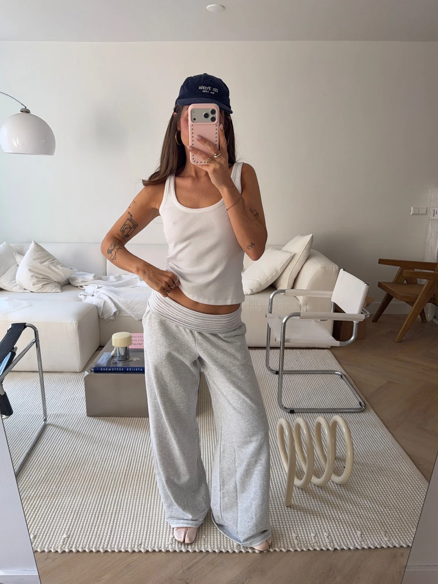 foldover pants grey melange stripes - Image 3