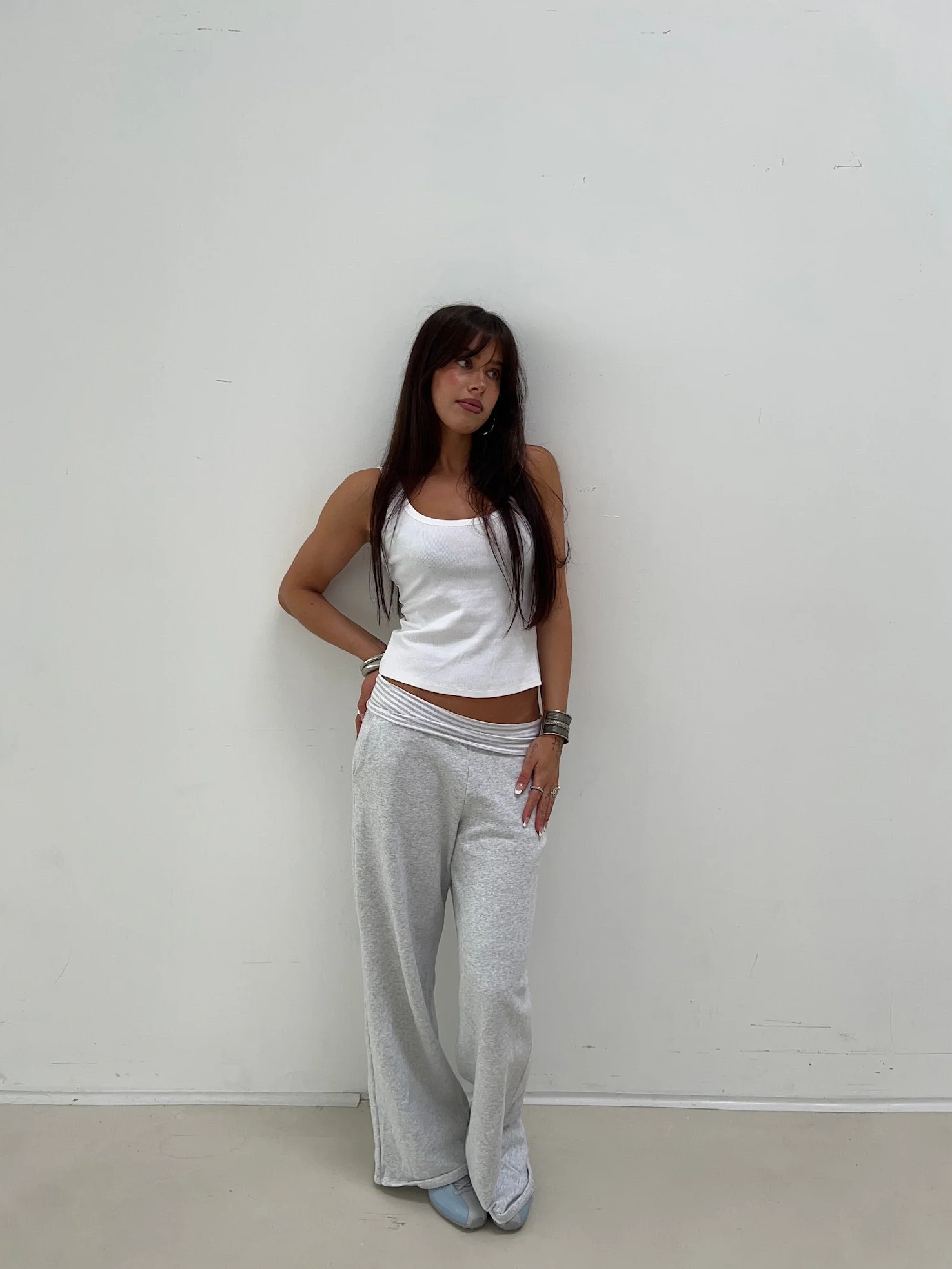 foldover pants grey melange stripes - Image 9