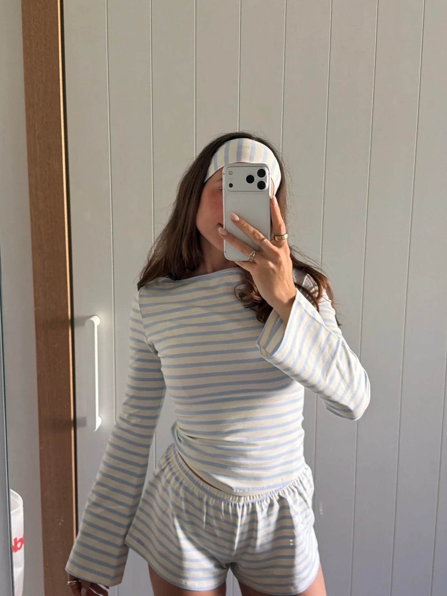 hairband cream blue stripes - Image 3