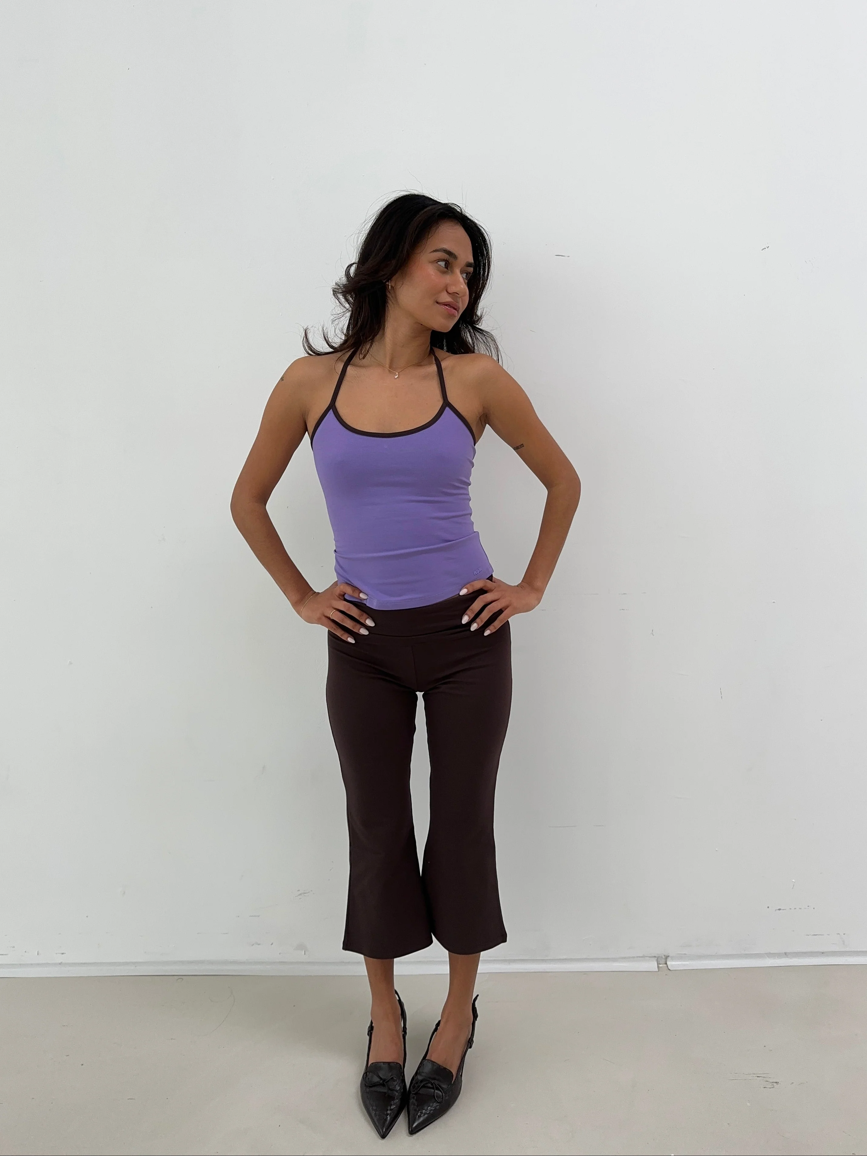 flared capri soft pants cocoa - Image 8