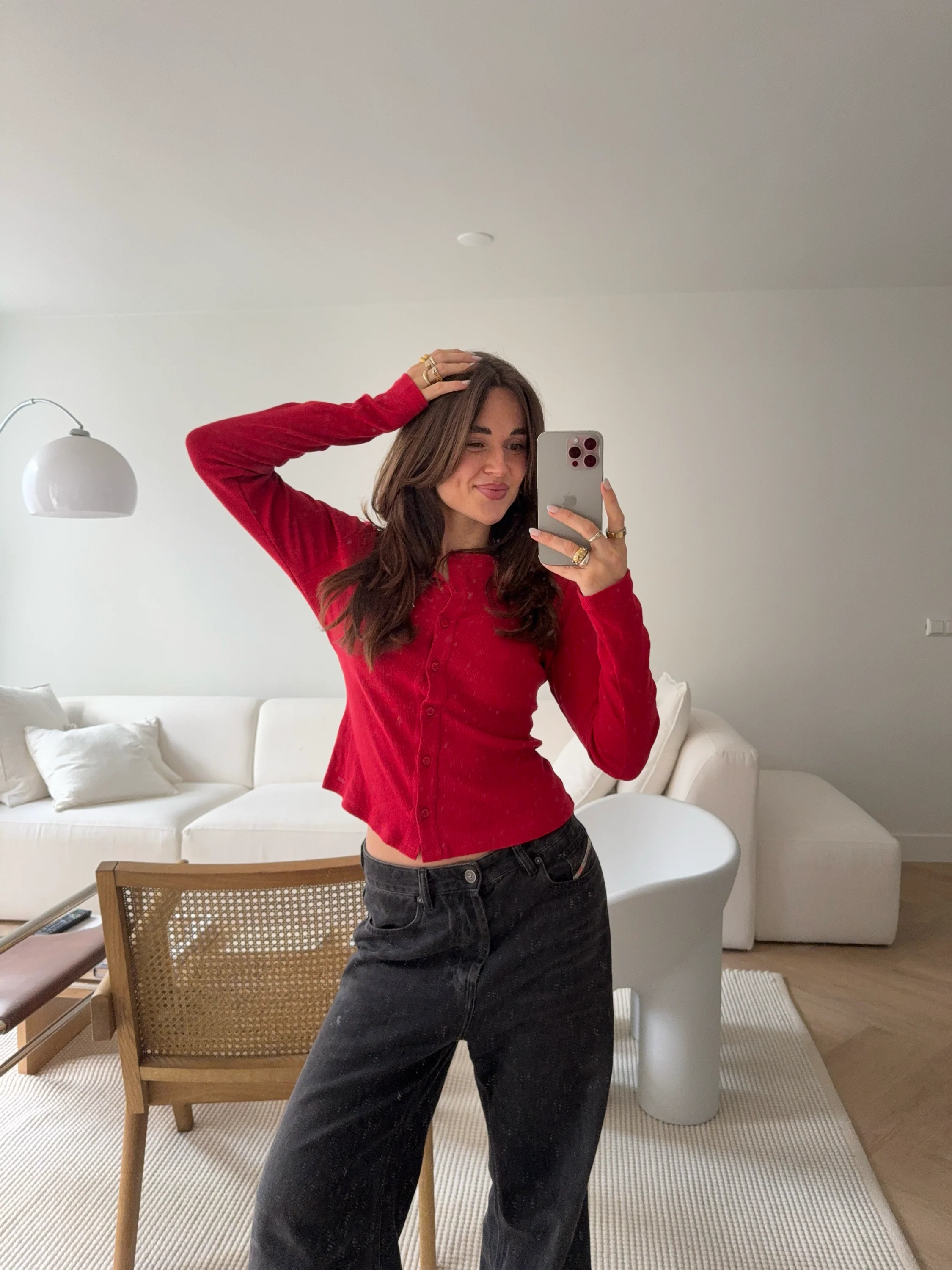 long sleeve cardigan chili red - Image 3