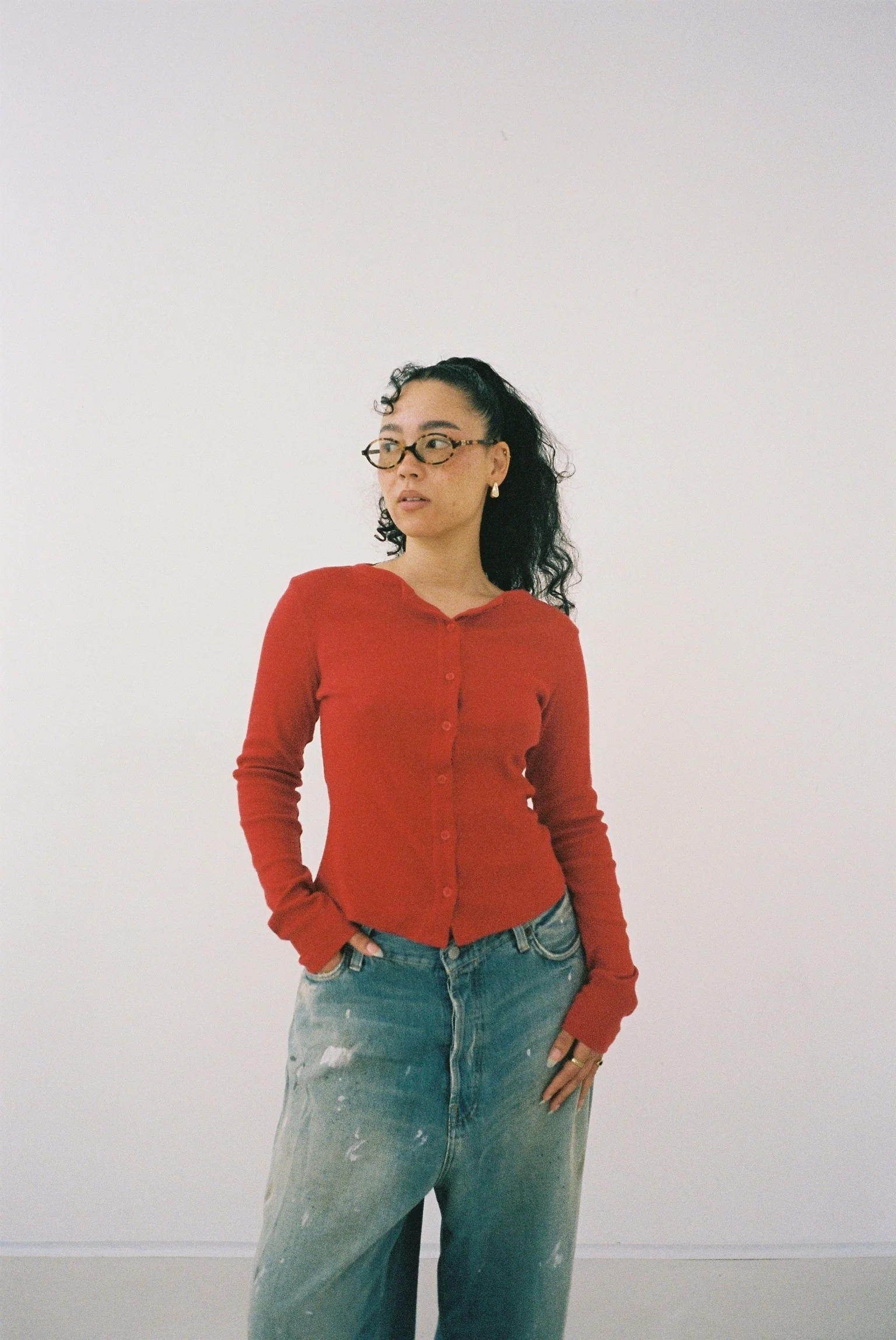 long sleeve cardigan chili red - Image 4