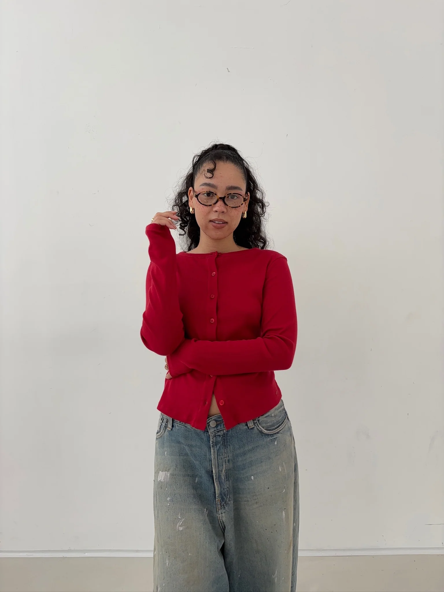 long sleeve cardigan chili red - Image 5