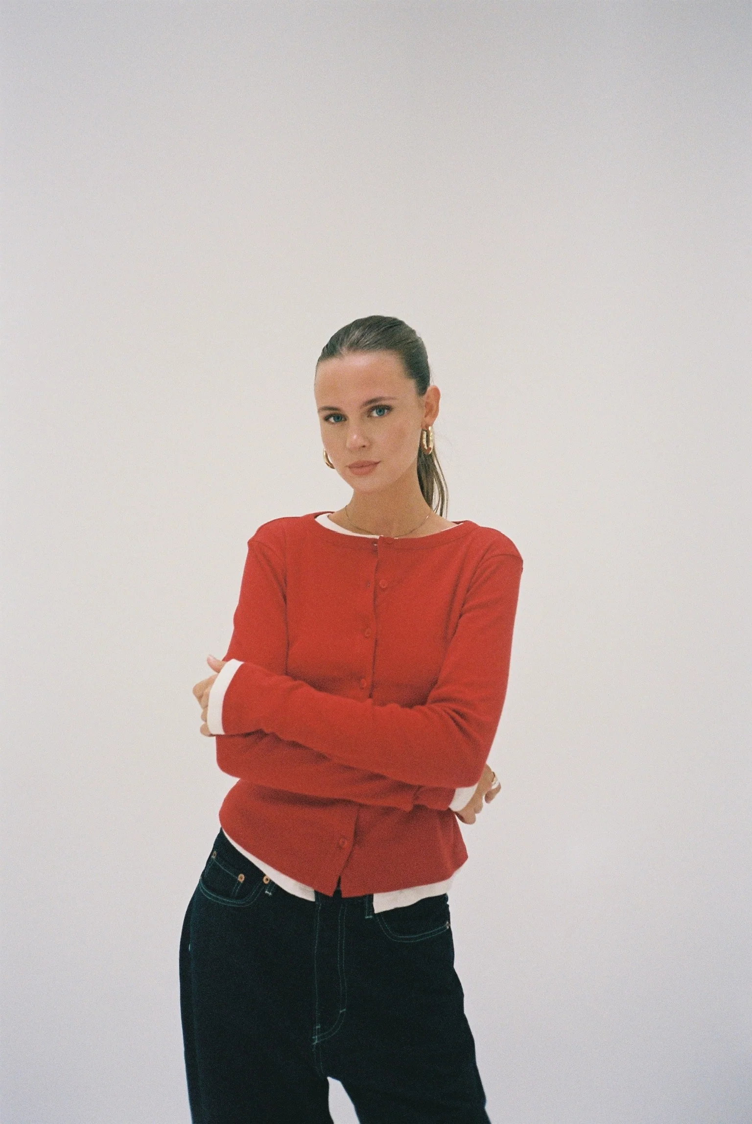 long sleeve cardigan chili red - Image 8