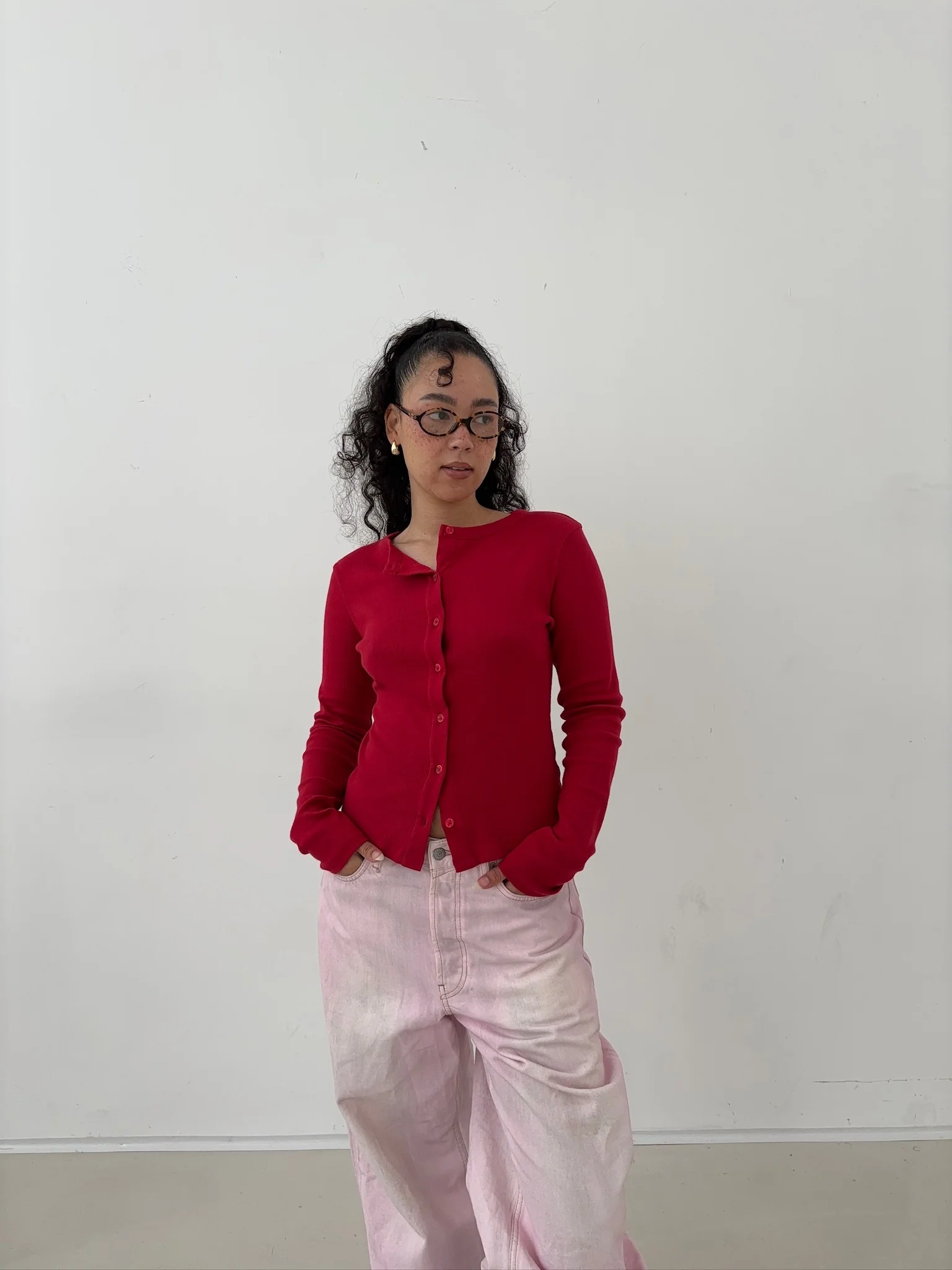 long sleeve cardigan chili red - Image 9