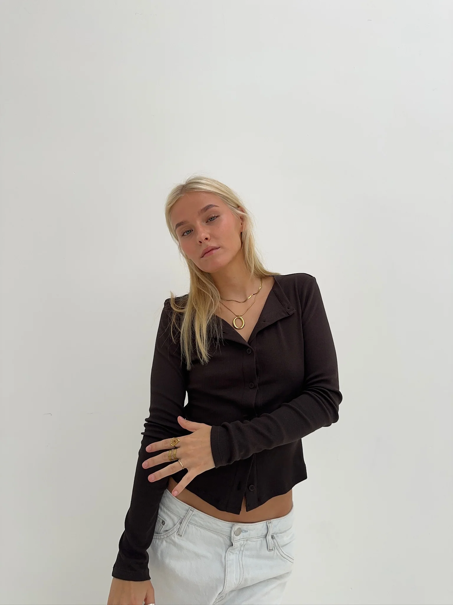 long sleeve cardigan chocolate - Image 6