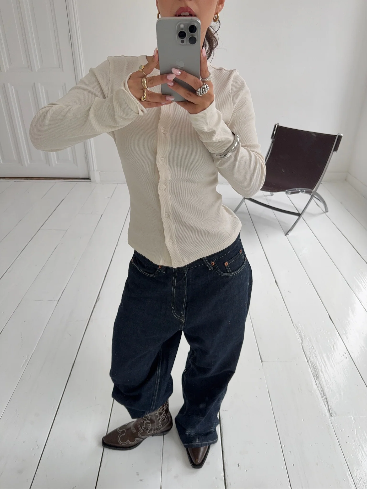 long sleeve cardigan creme - Image 6
