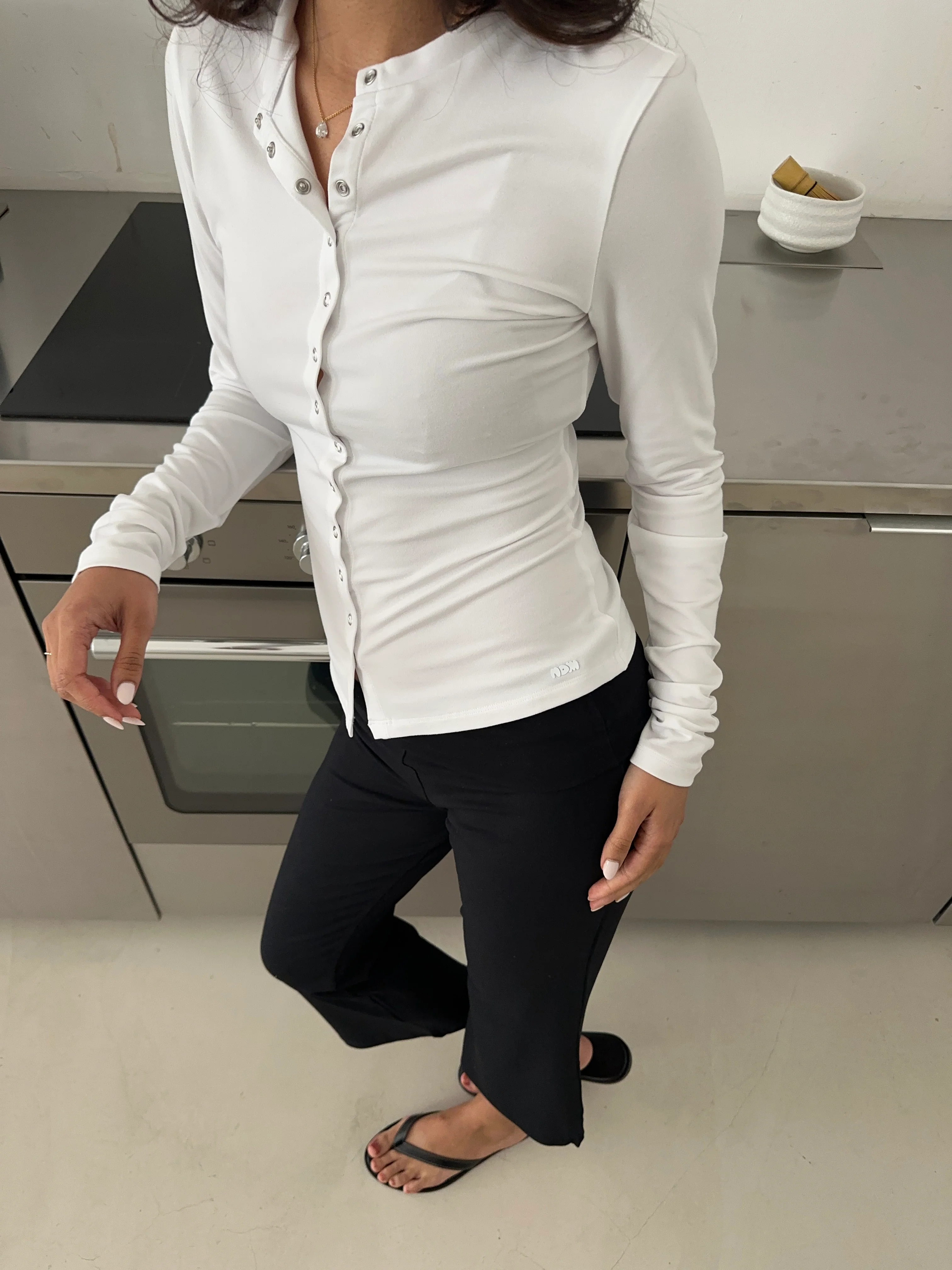 longsleeve snap top white - Image 5