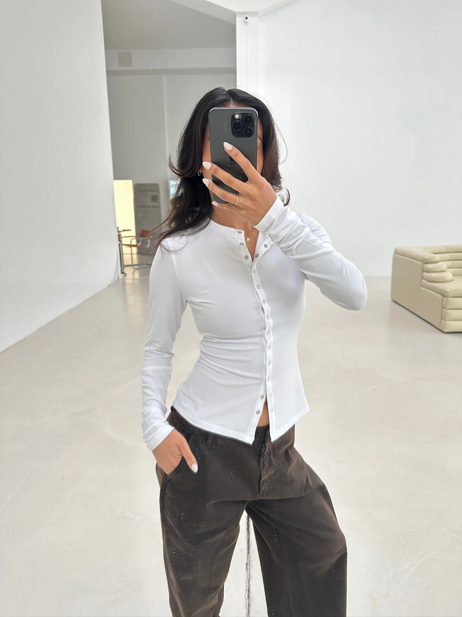longsleeve snap top white - Image 8